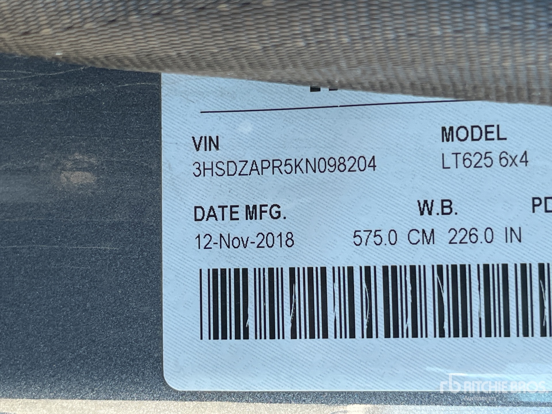 General Appearance with Serial Number / VIN
