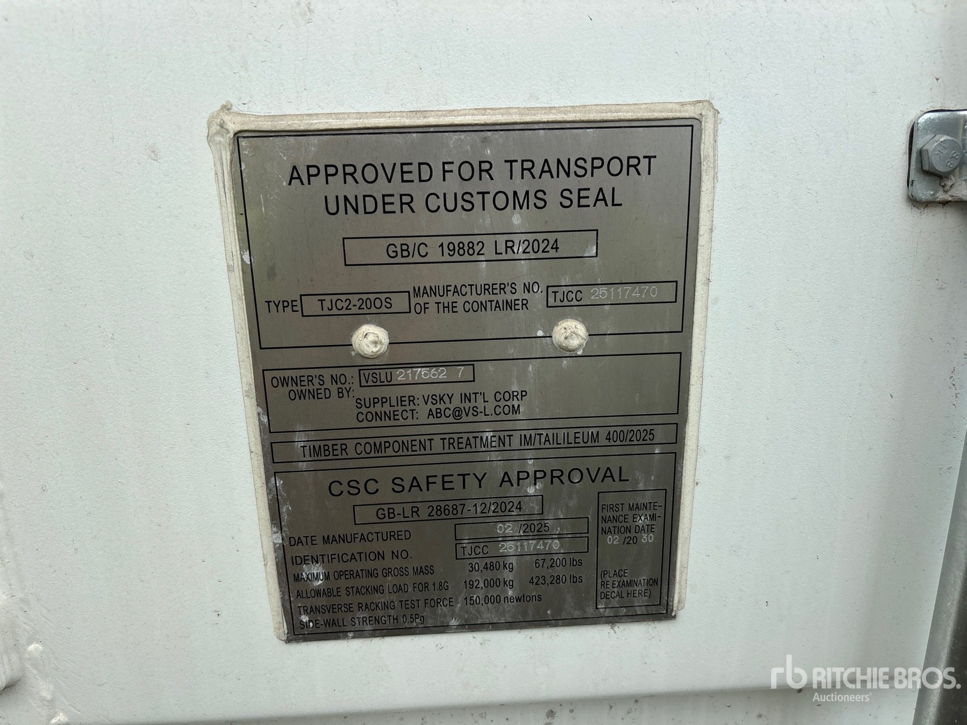 General Appearance with Serial Number / VIN