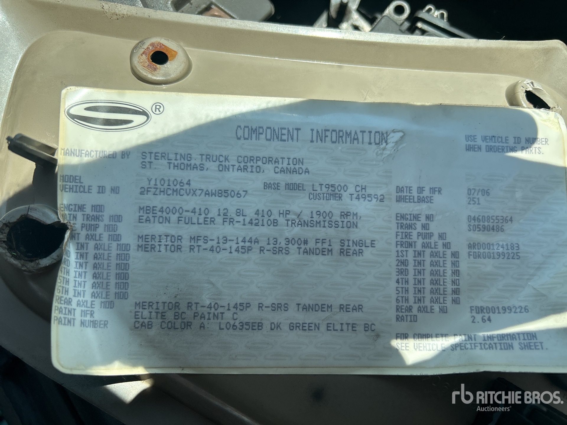 General Appearance with Serial Number / VIN