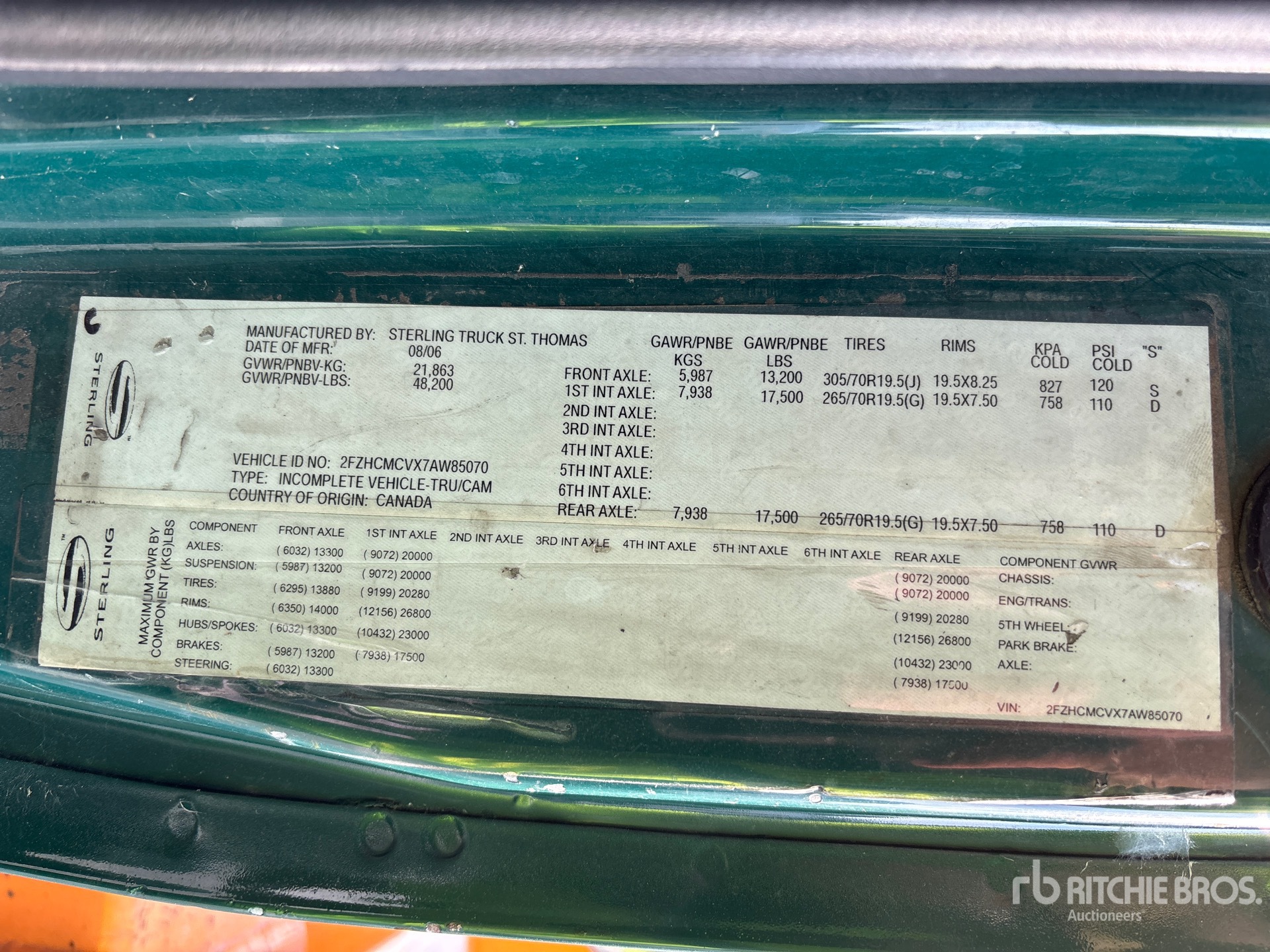 General Appearance with Serial Number / VIN