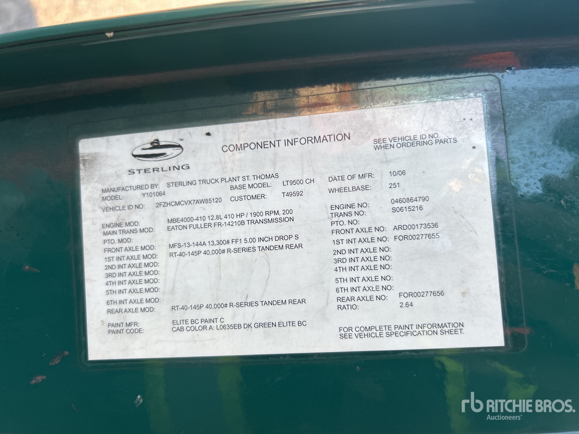 General Appearance with Serial Number / VIN