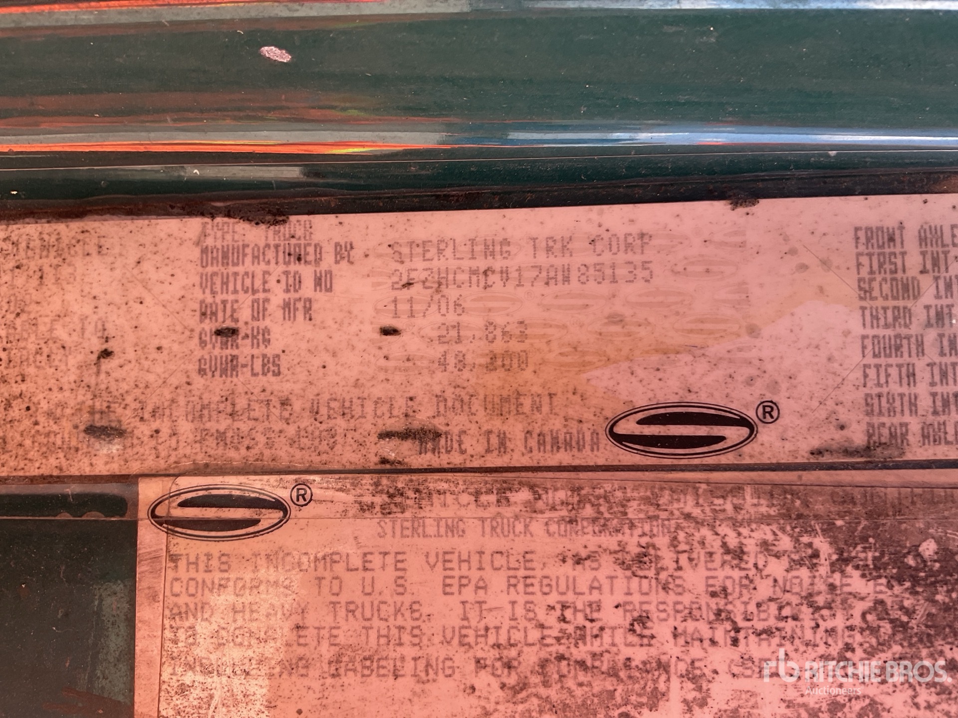 General Appearance with Serial Number / VIN