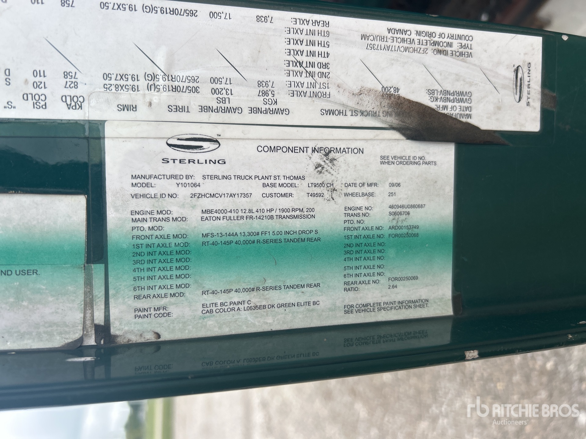 General Appearance with Serial Number / VIN