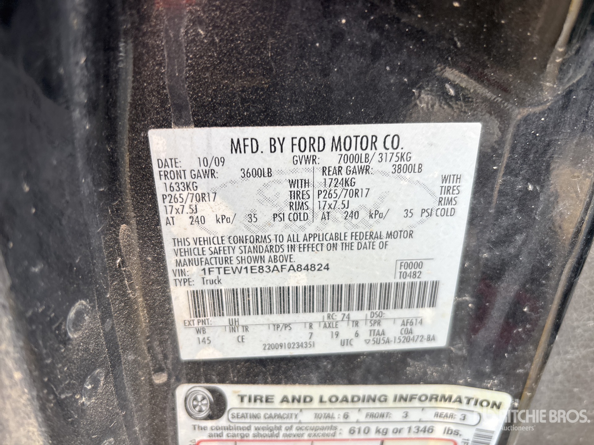 General Appearance with Serial Number / VIN