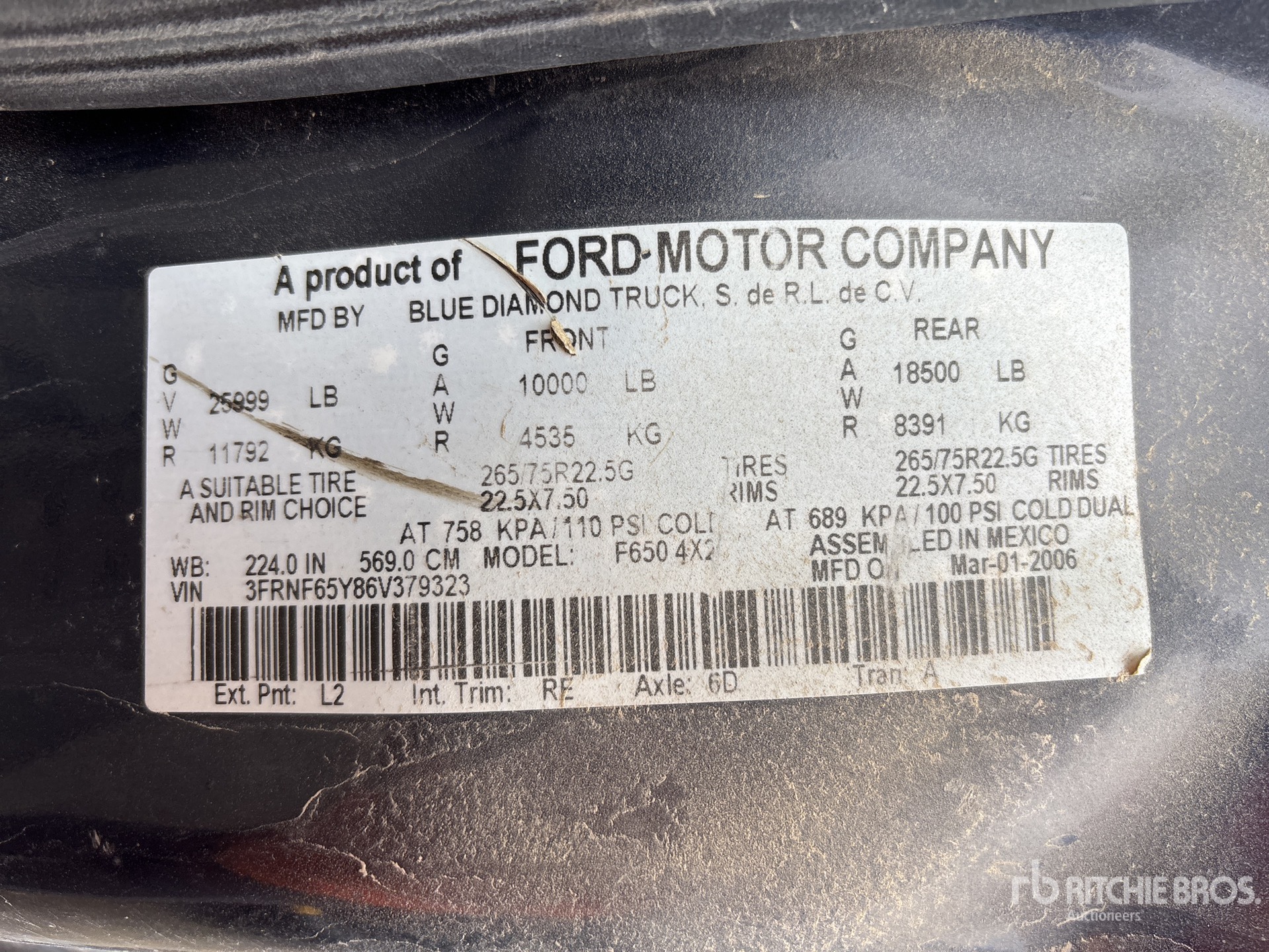 General Appearance with Serial Number / VIN