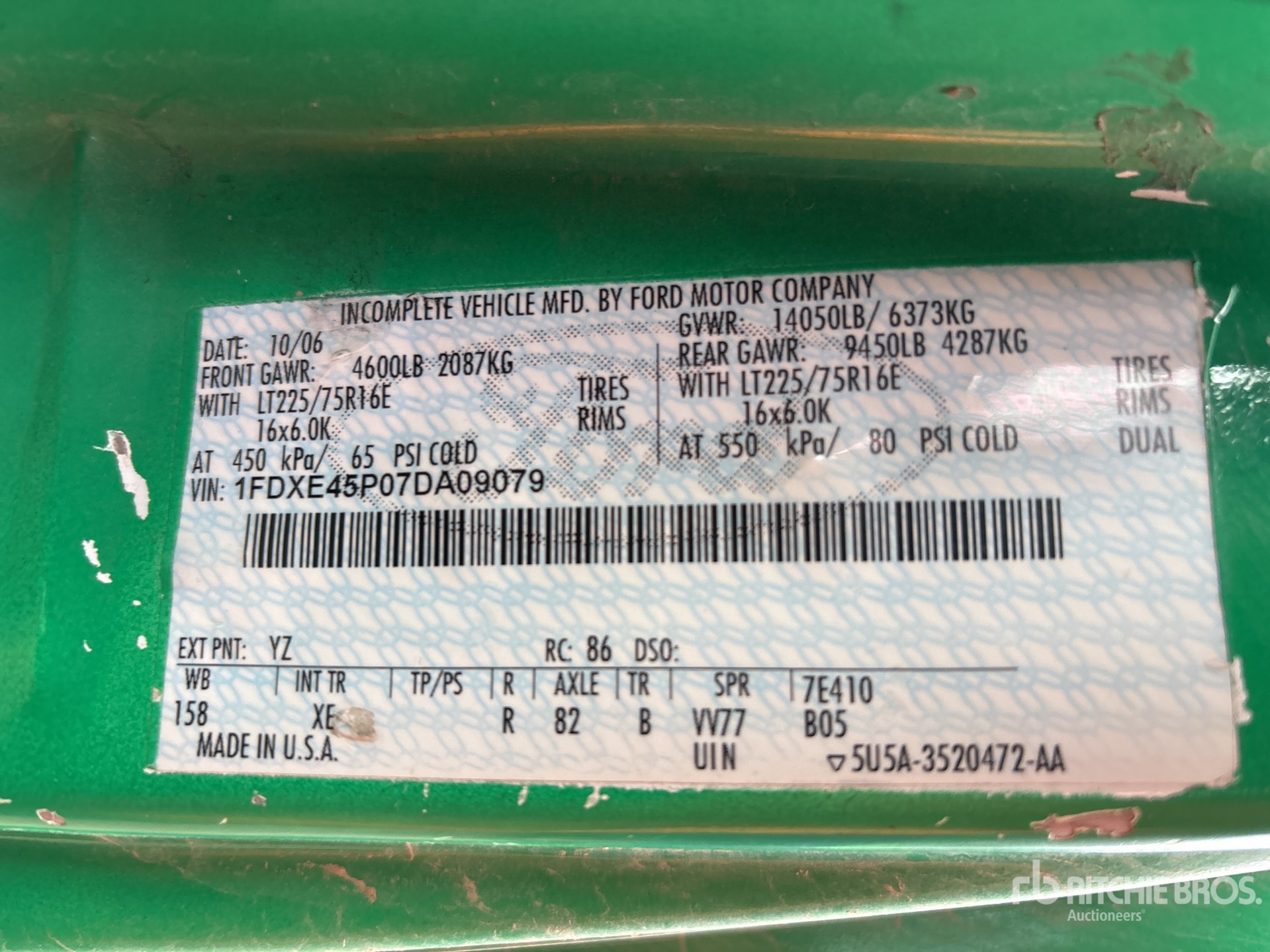 General Appearance with Serial Number / VIN
