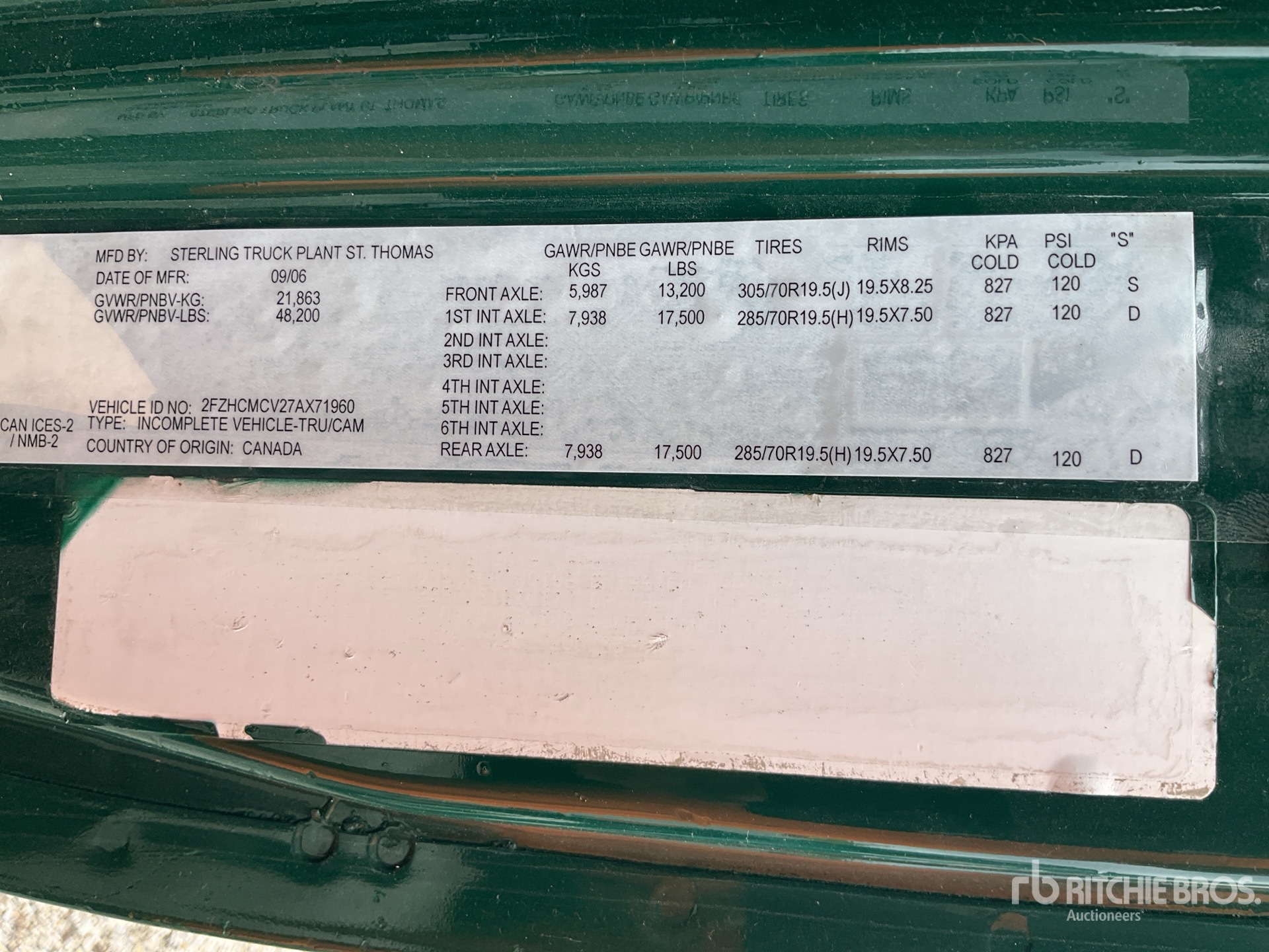 General Appearance with Serial Number / VIN
