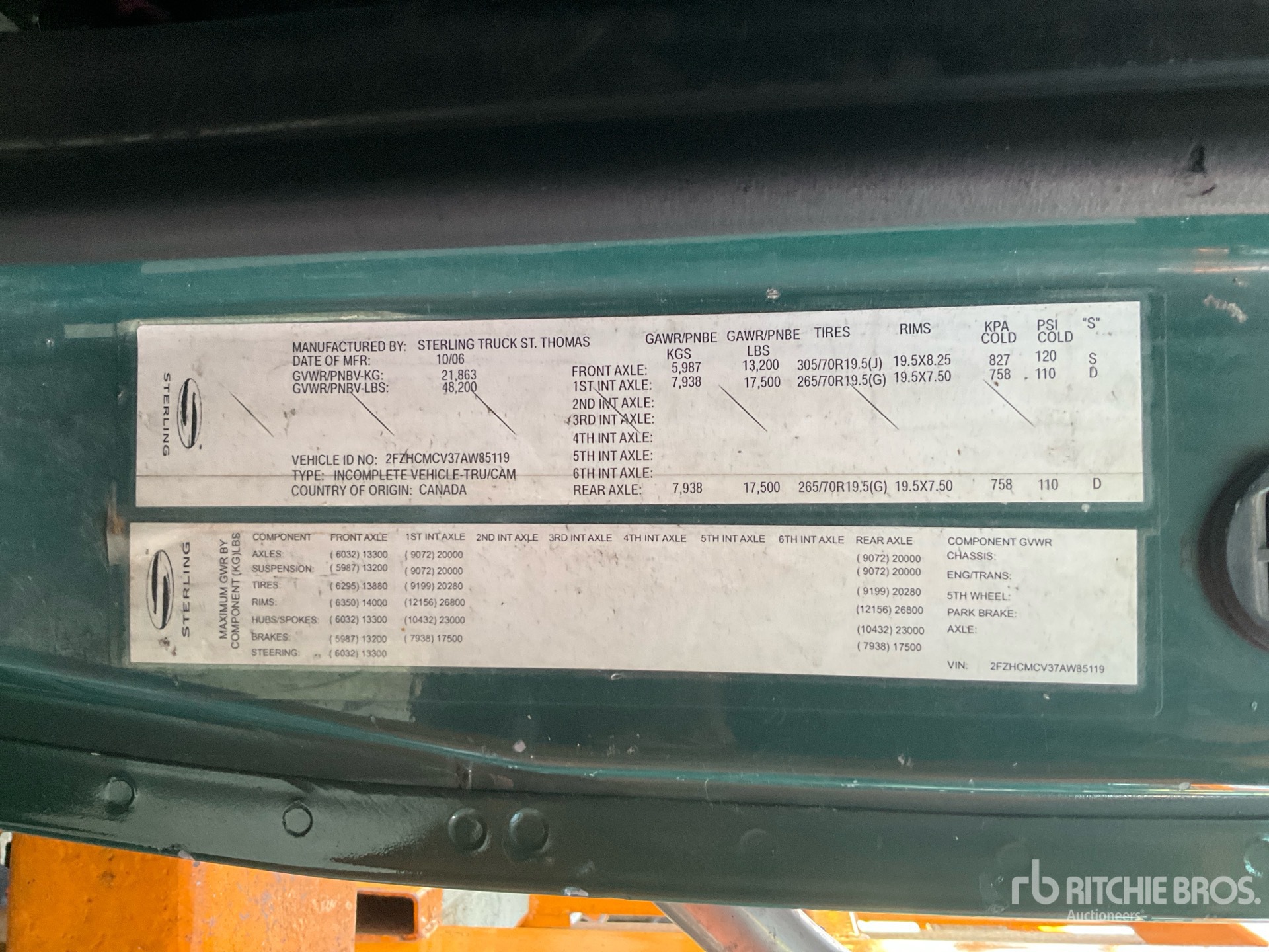 General Appearance with Serial Number / VIN