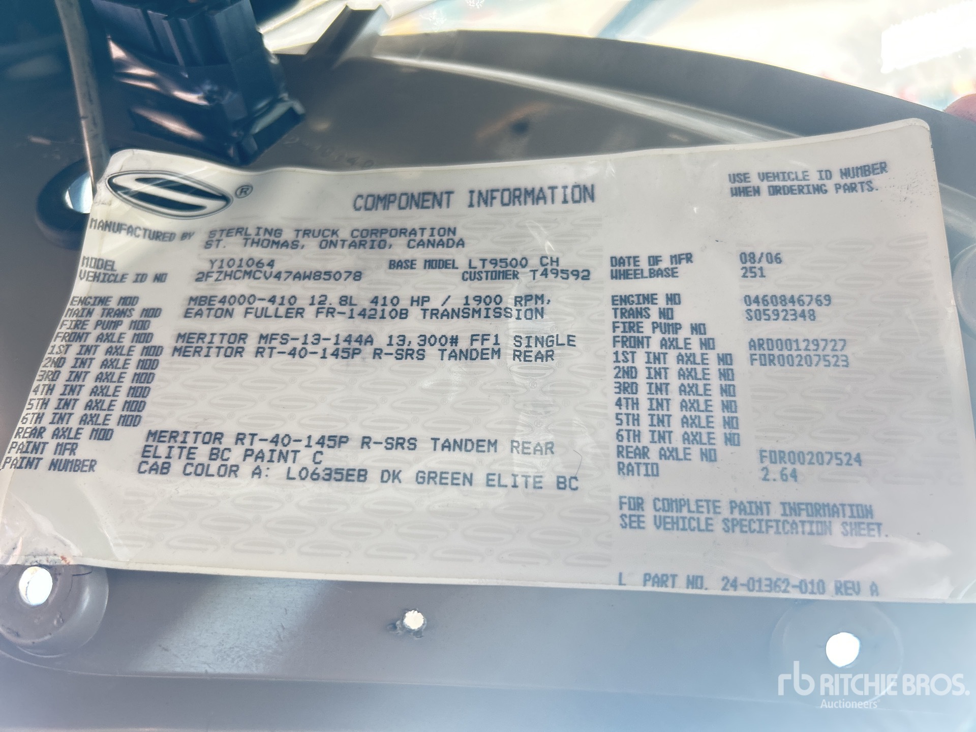 General Appearance with Serial Number / VIN