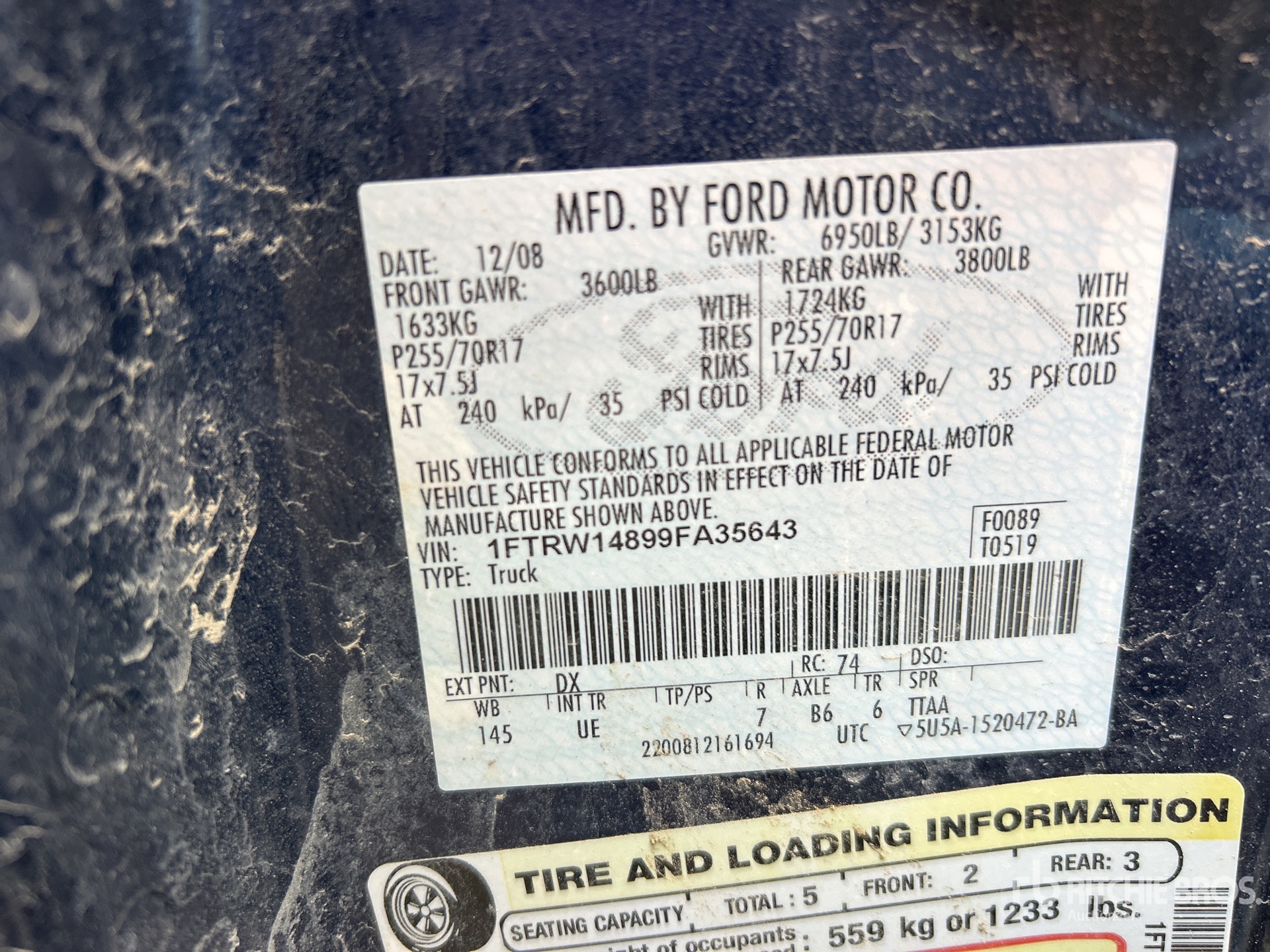General Appearance with Serial Number / VIN