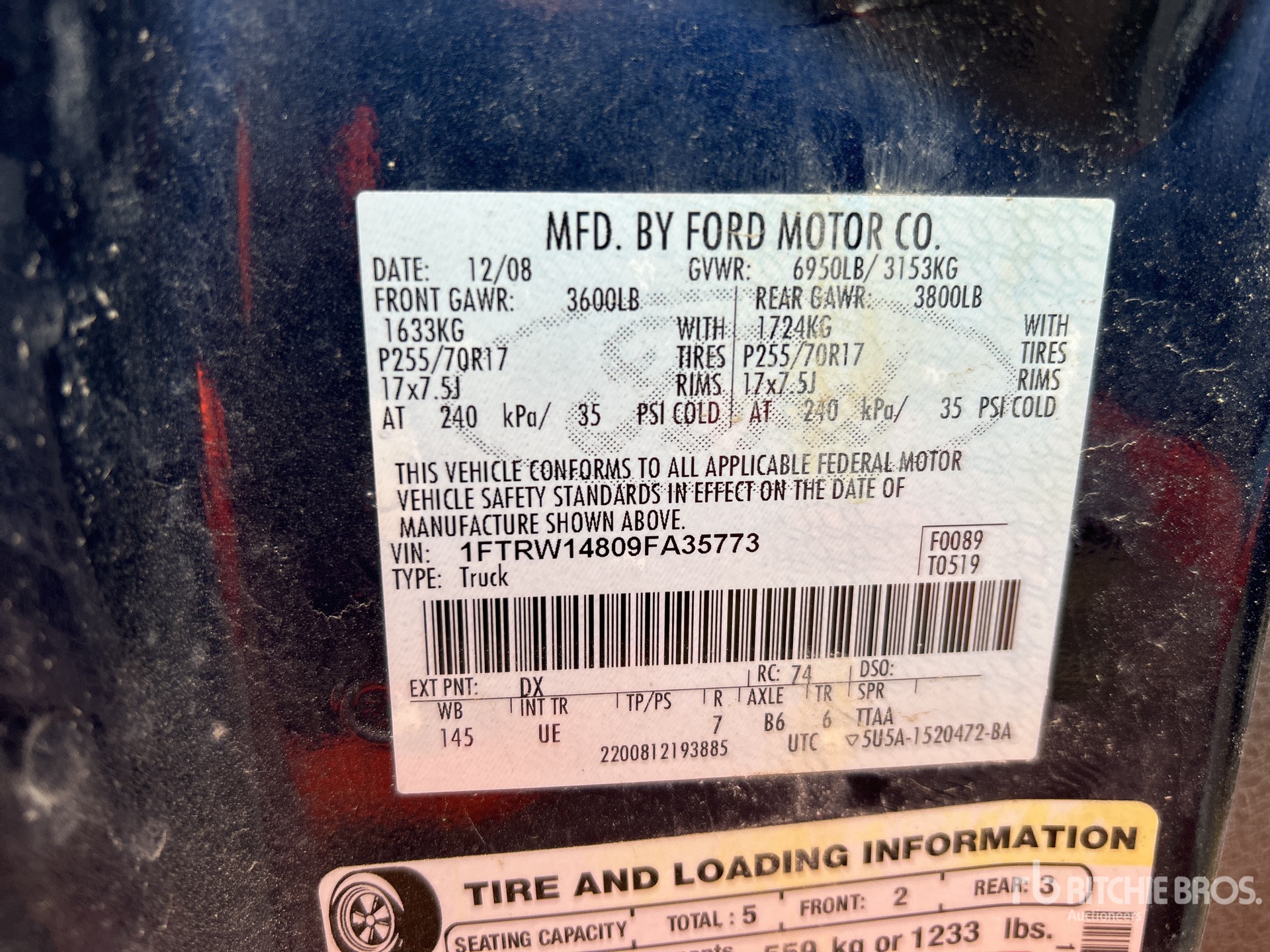 General Appearance with Serial Number / VIN