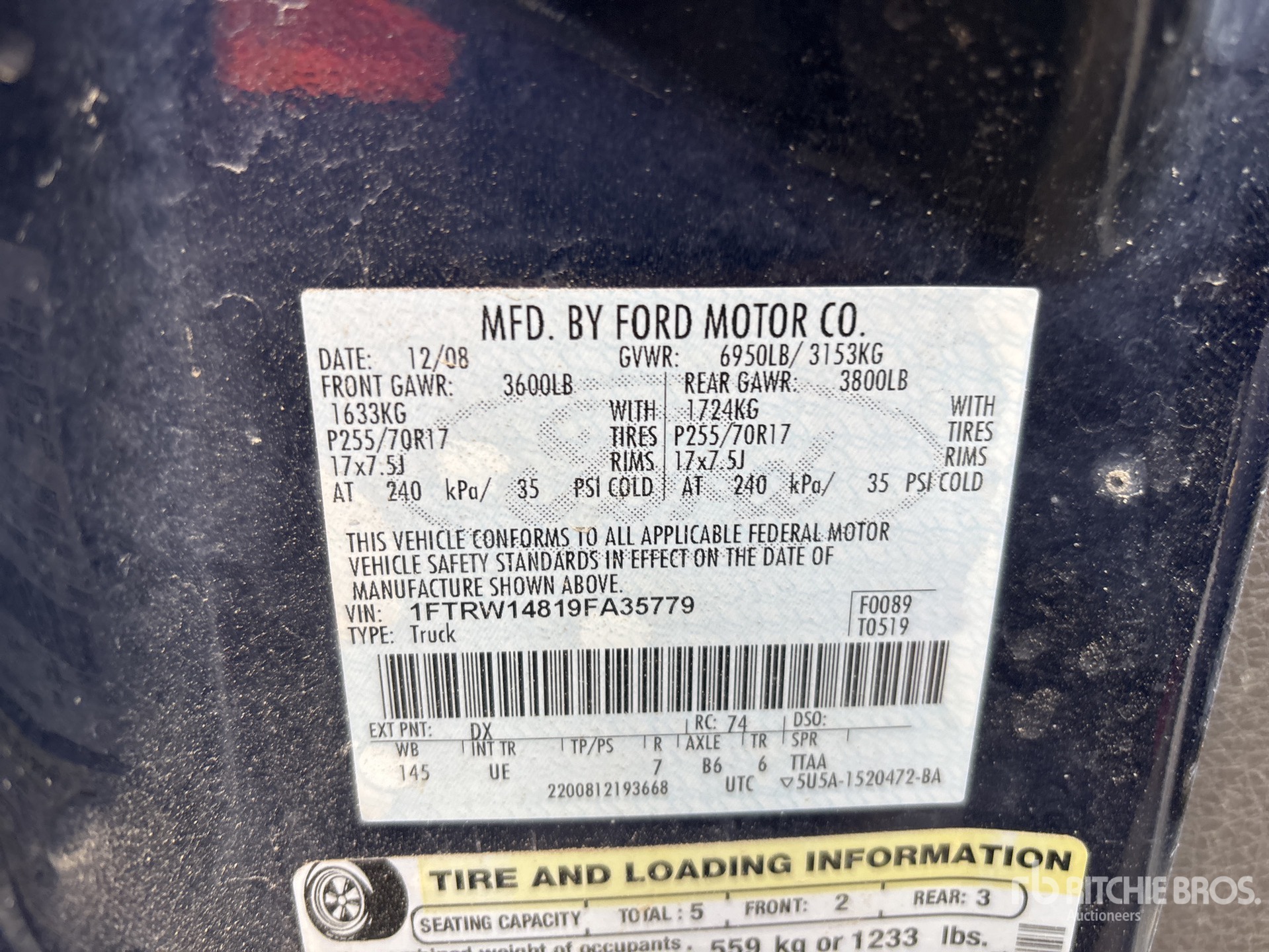 General Appearance with Serial Number / VIN