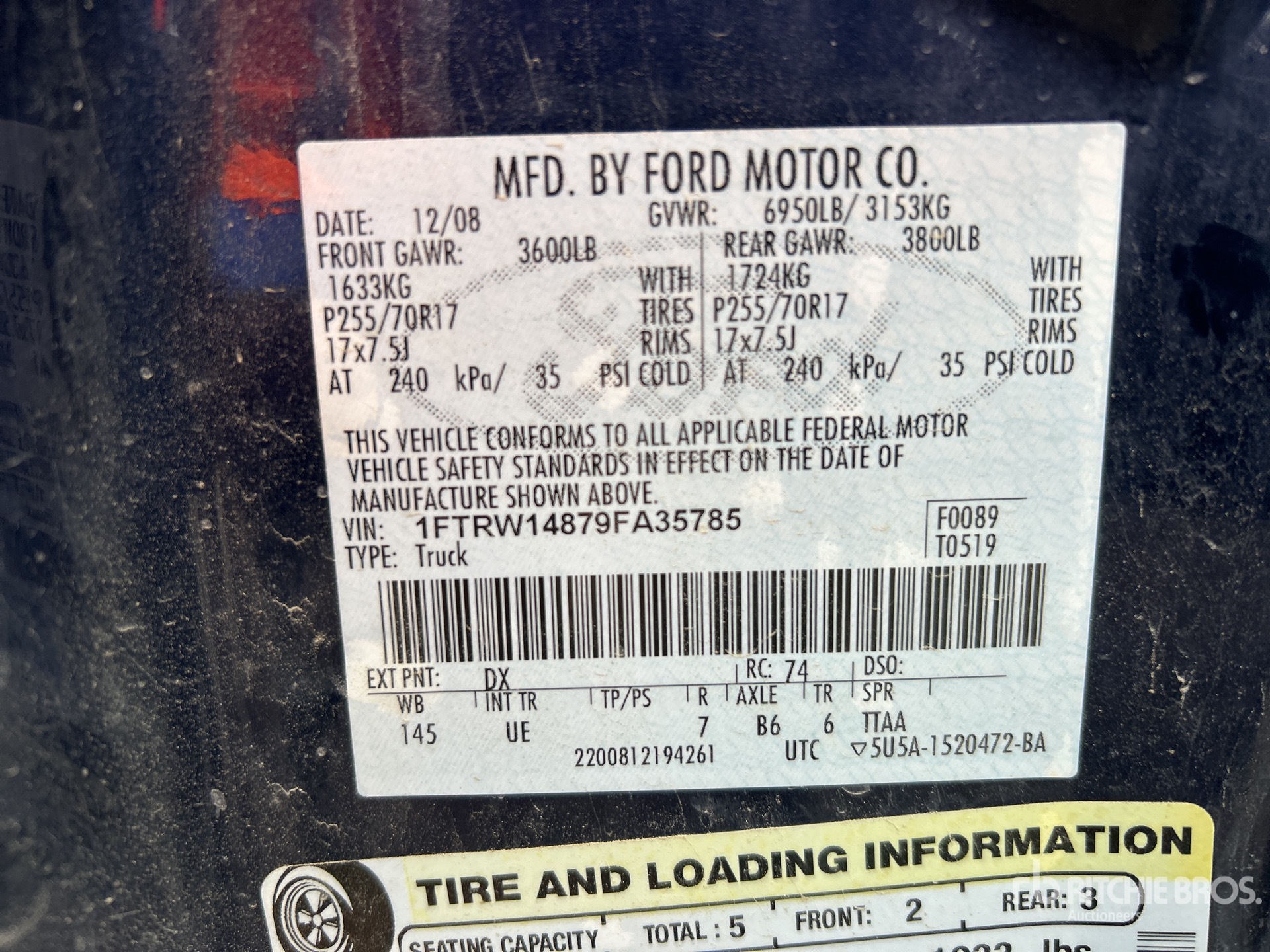 General Appearance with Serial Number / VIN