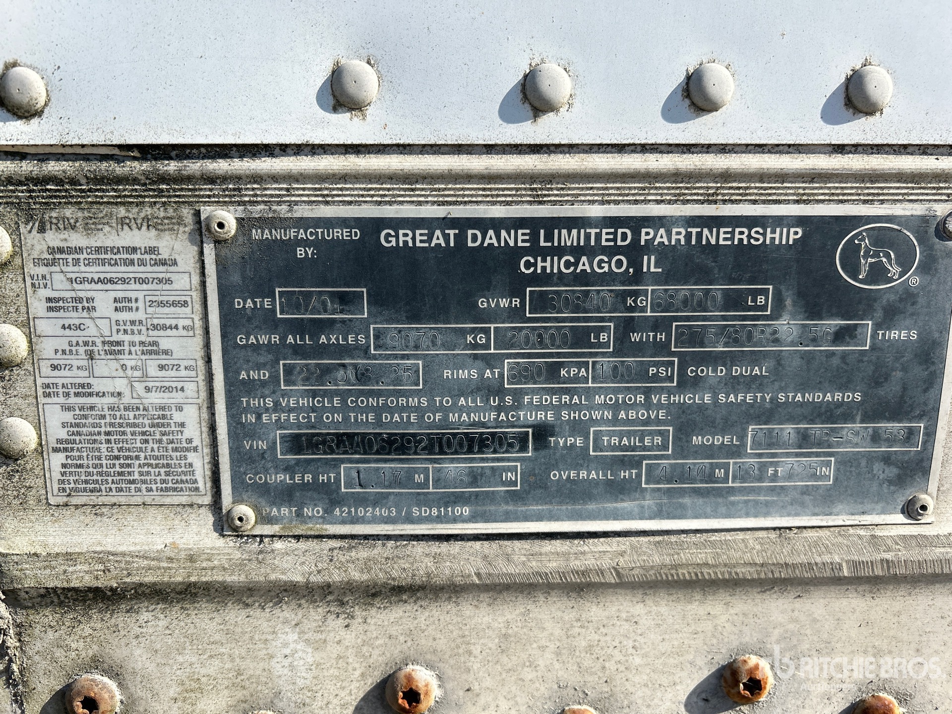 General Appearance with Serial Number / VIN