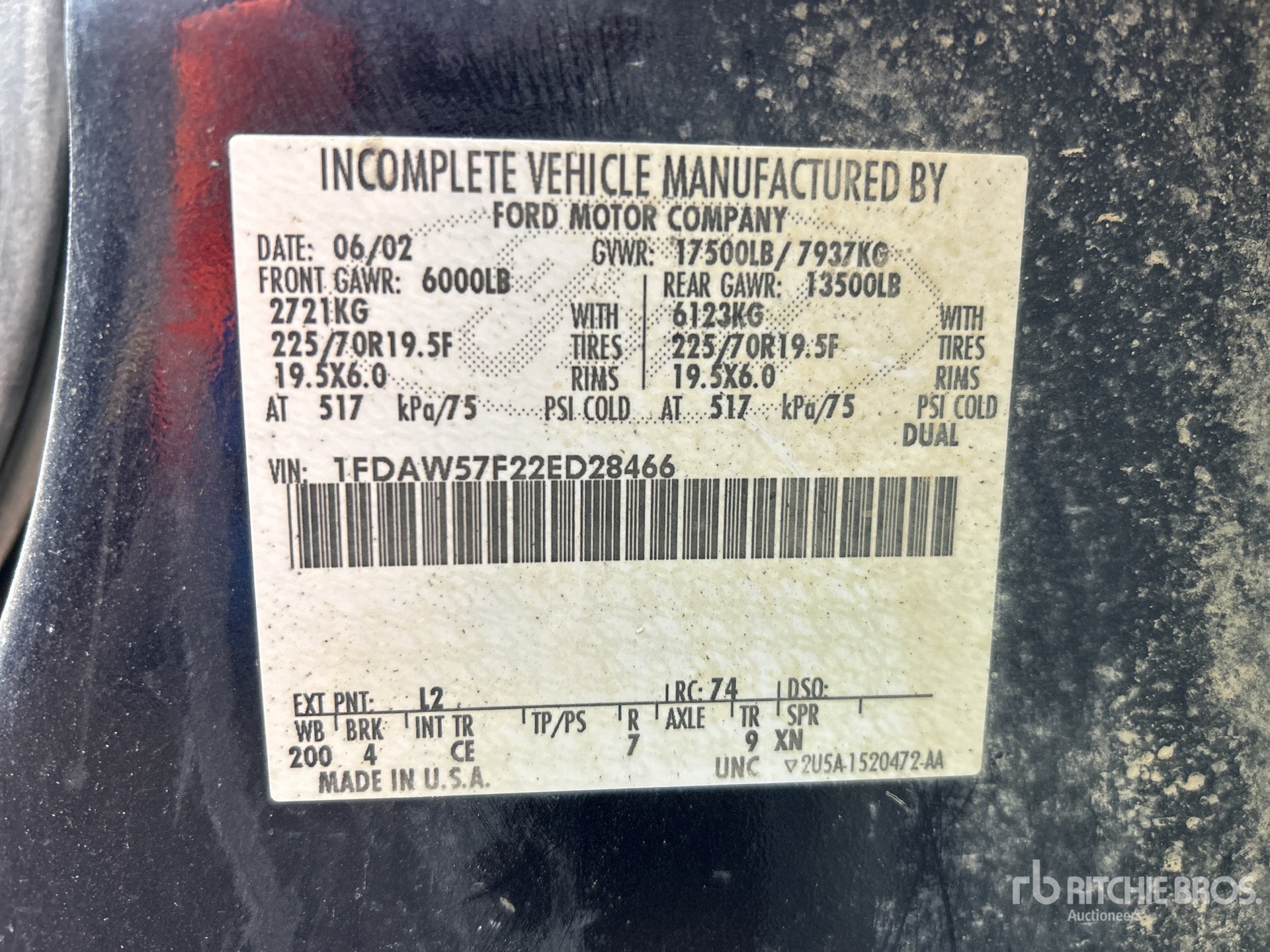 General Appearance with Serial Number / VIN