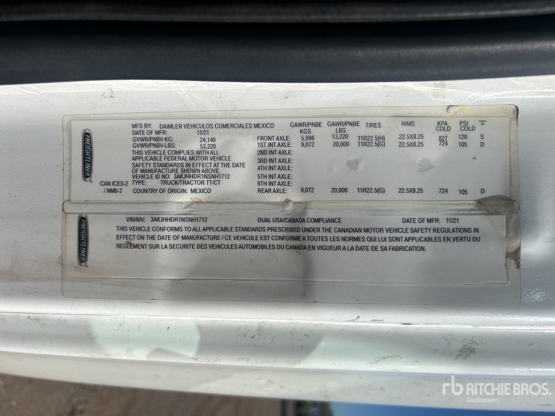 General Appearance with Serial Number / VIN