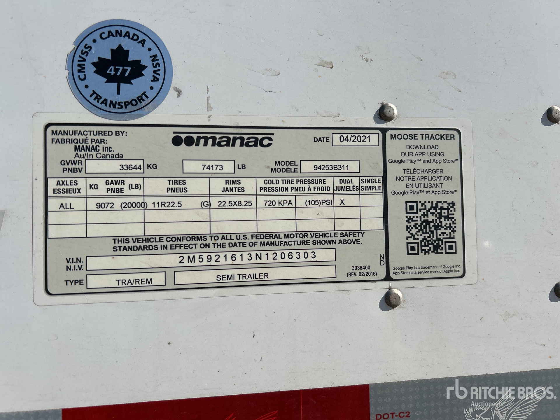 General Appearance with Serial Number / VIN