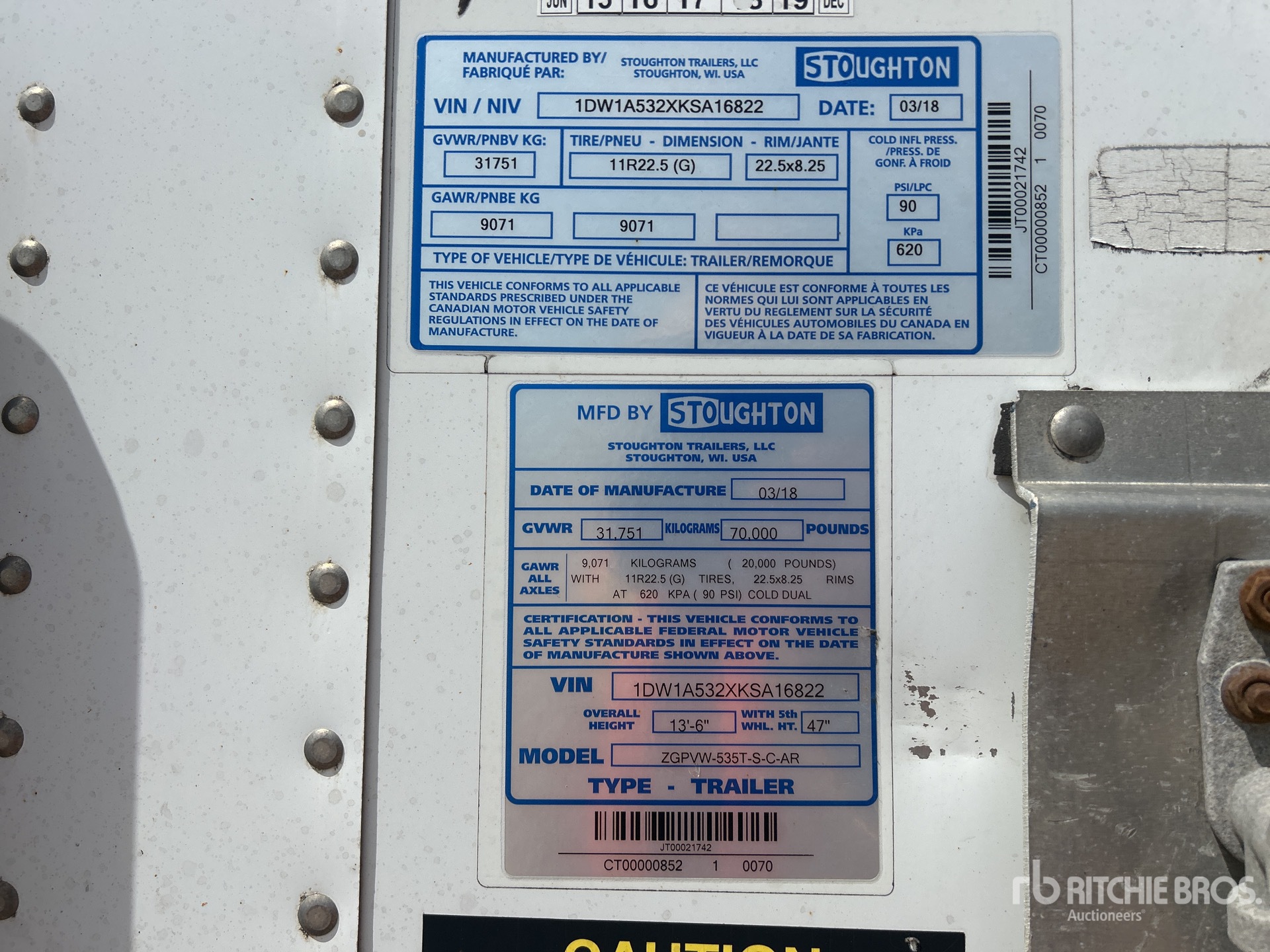 General Appearance with Serial Number / VIN