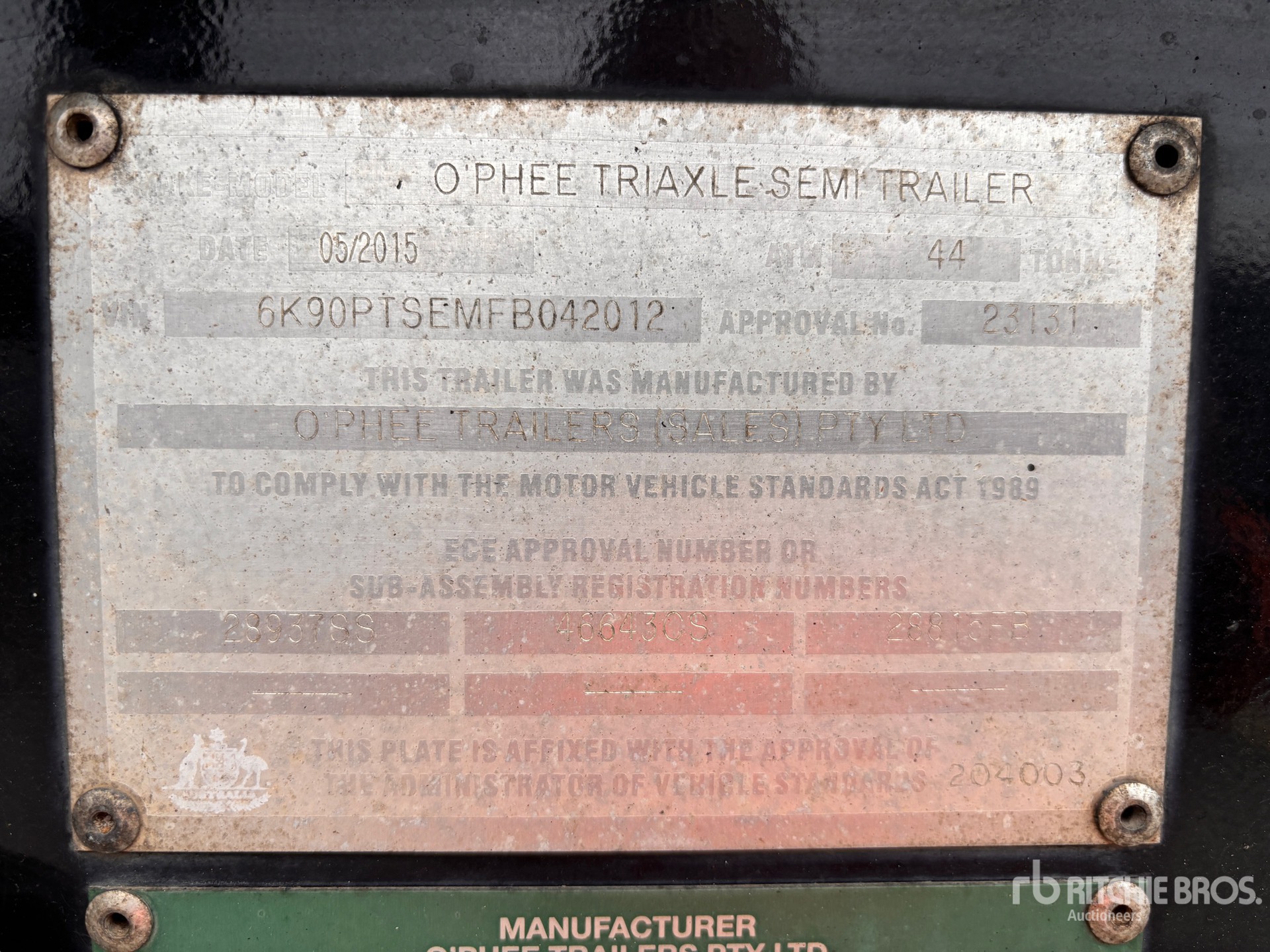 General Appearance with Serial Number / VIN