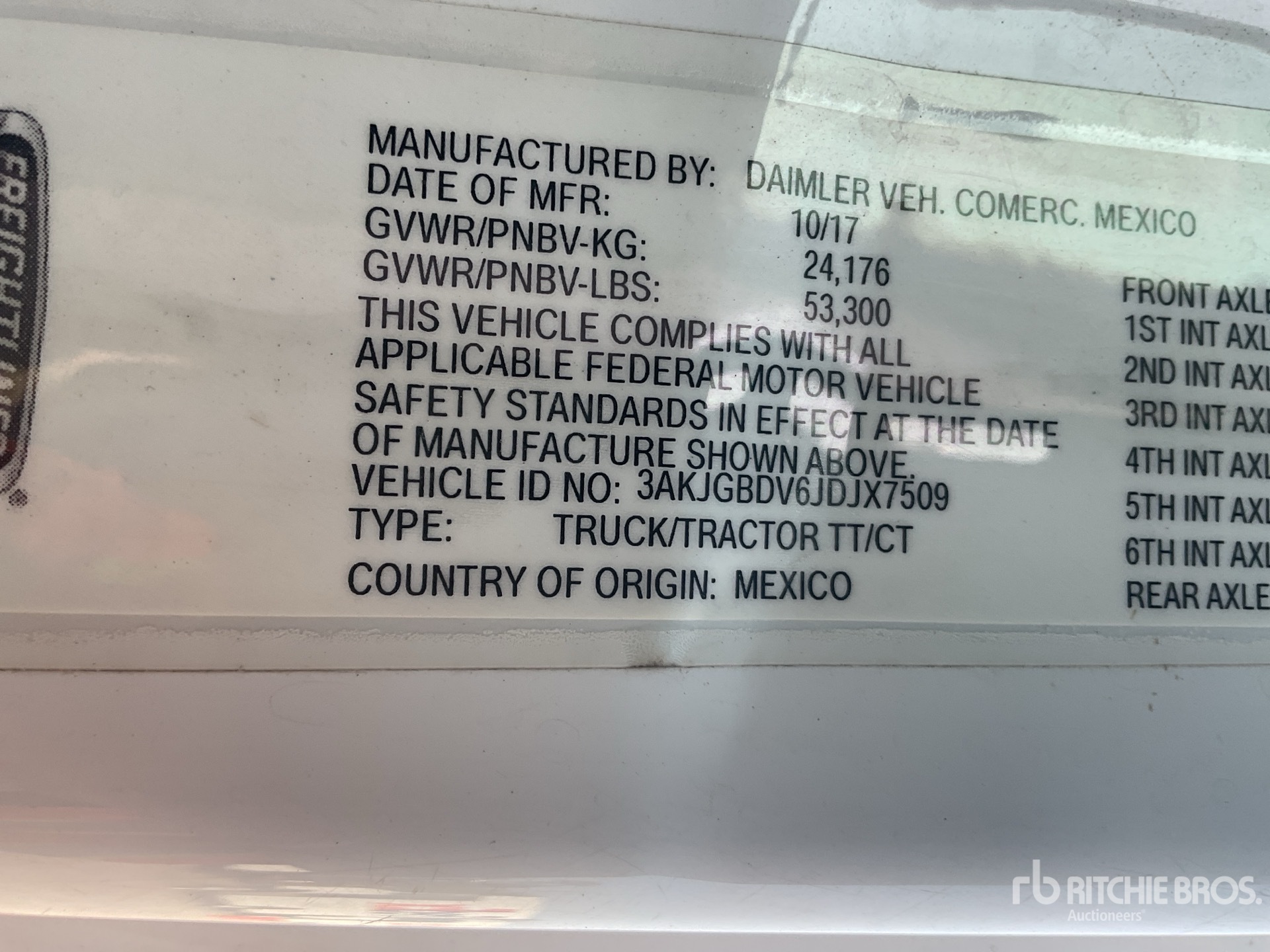 General Appearance with Serial Number / VIN