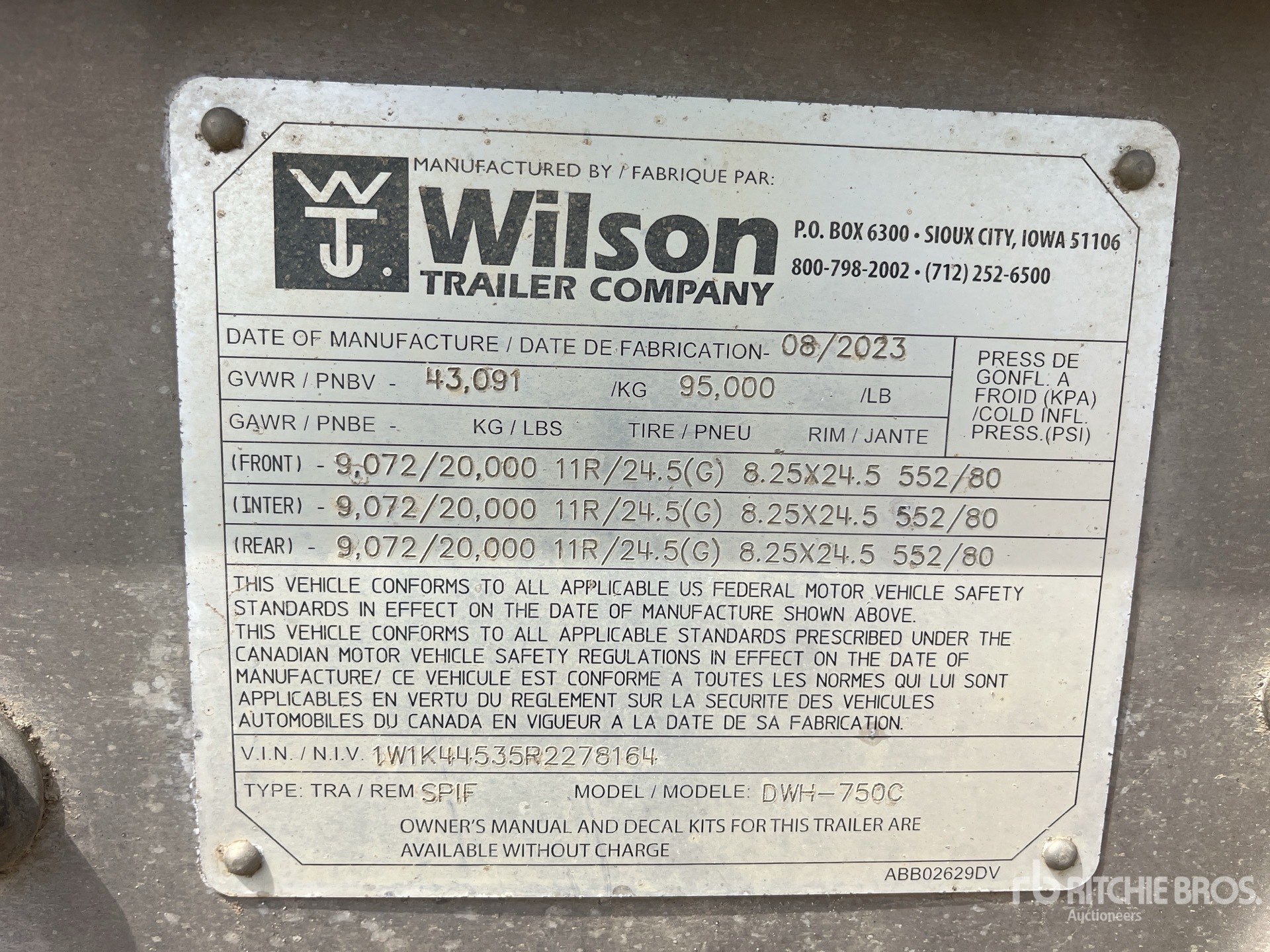 General Appearance with Serial Number / VIN