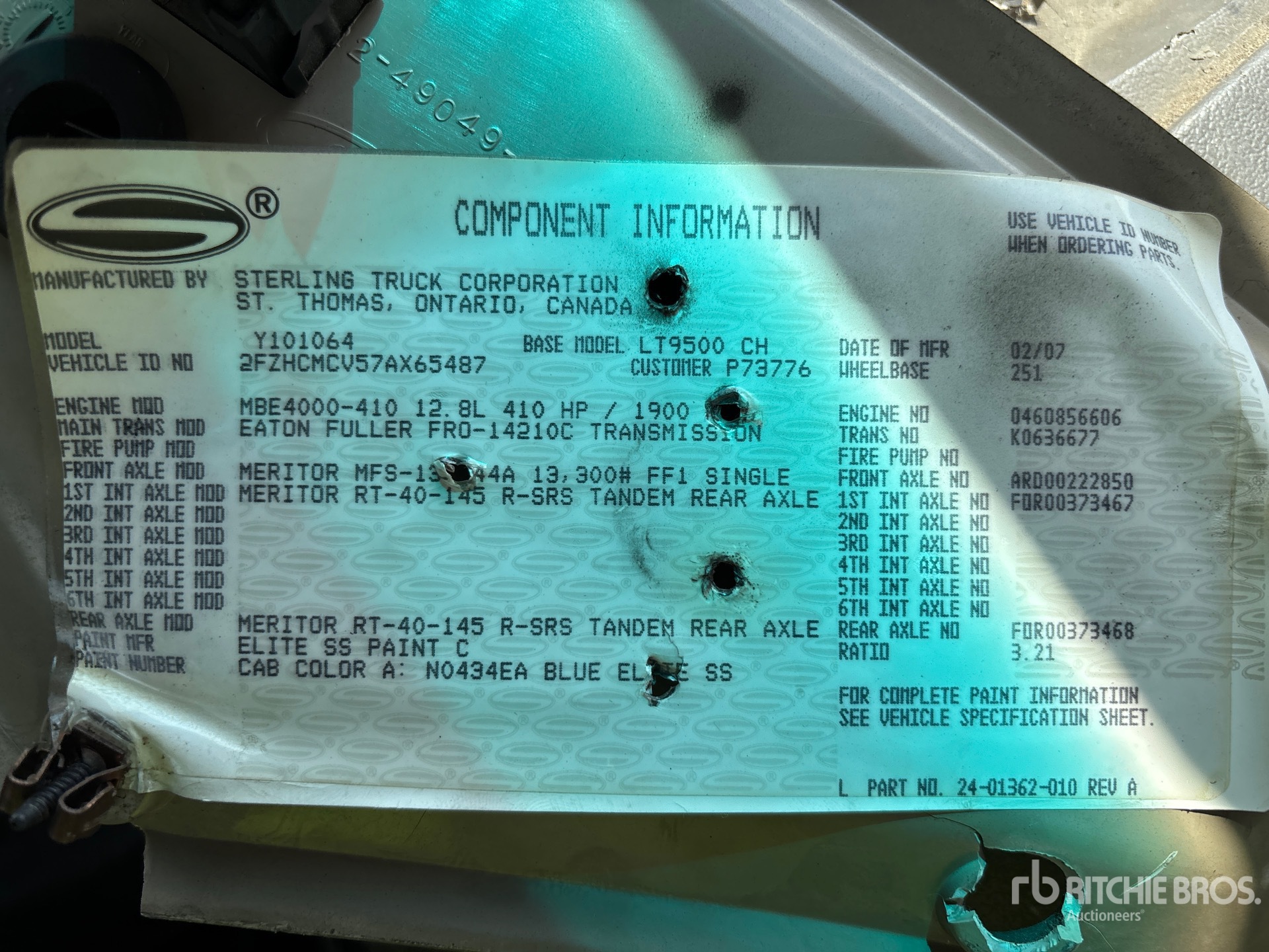 General Appearance with Serial Number / VIN