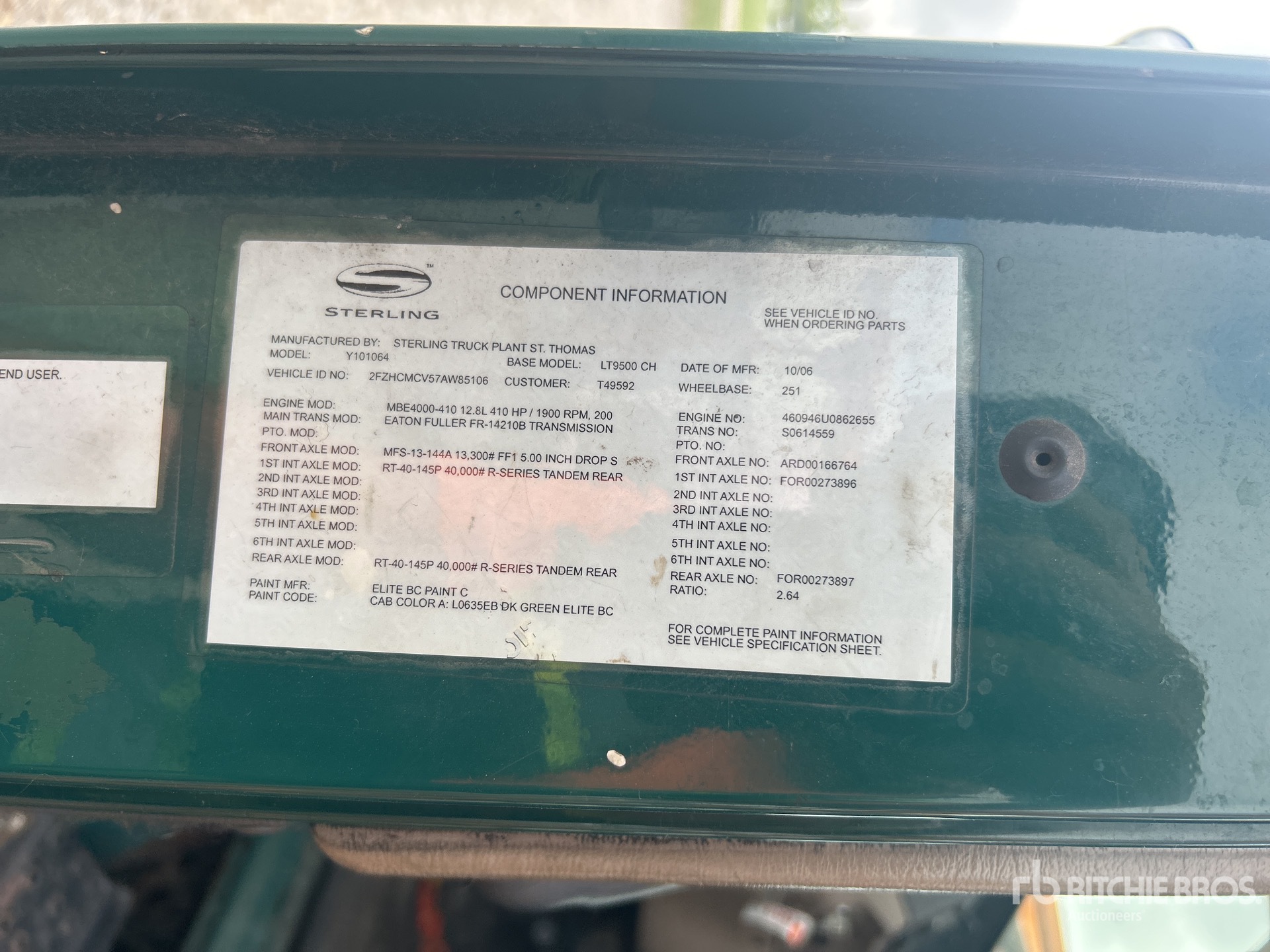 General Appearance with Serial Number / VIN