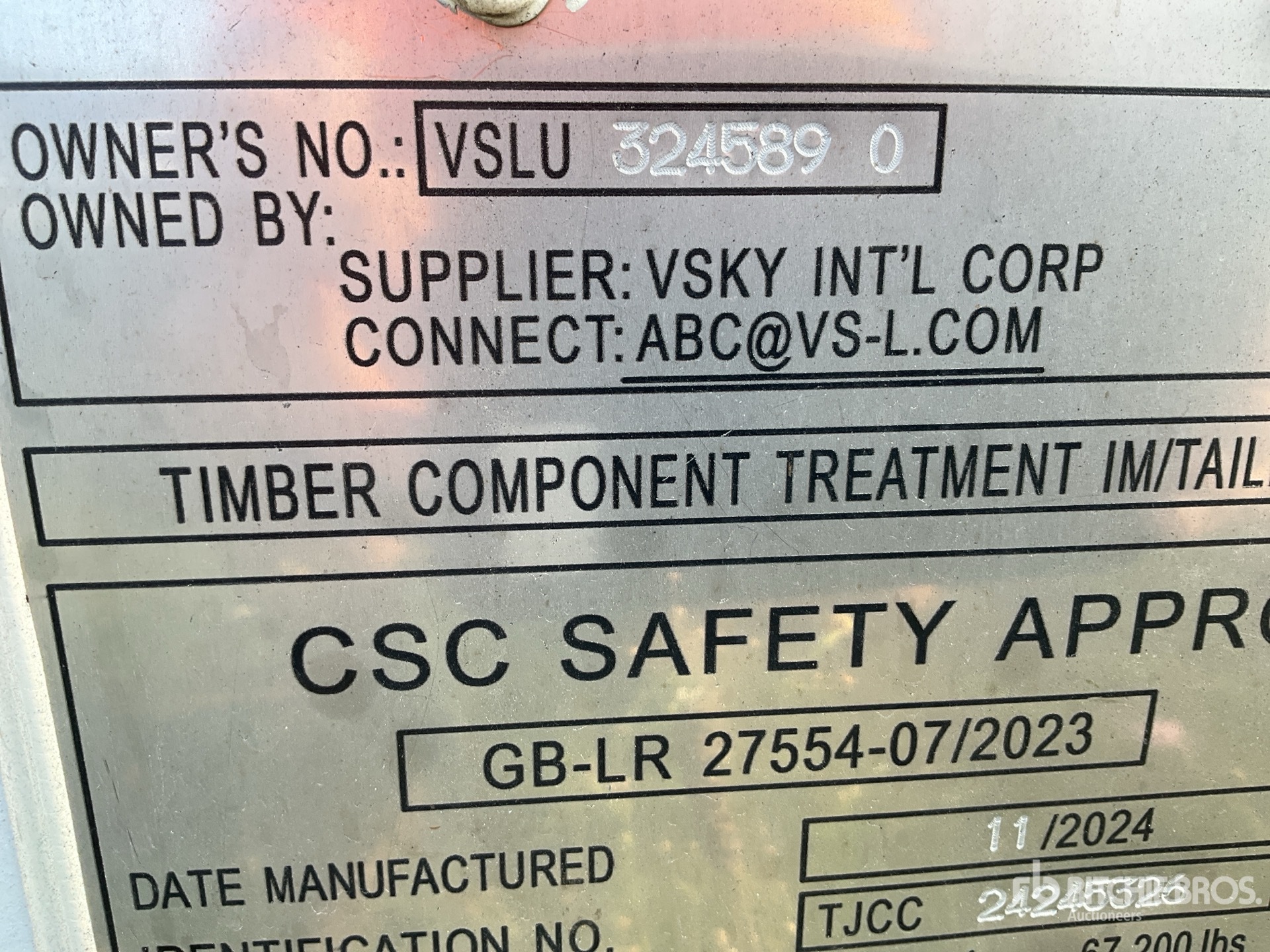 General Appearance with Serial Number / VIN