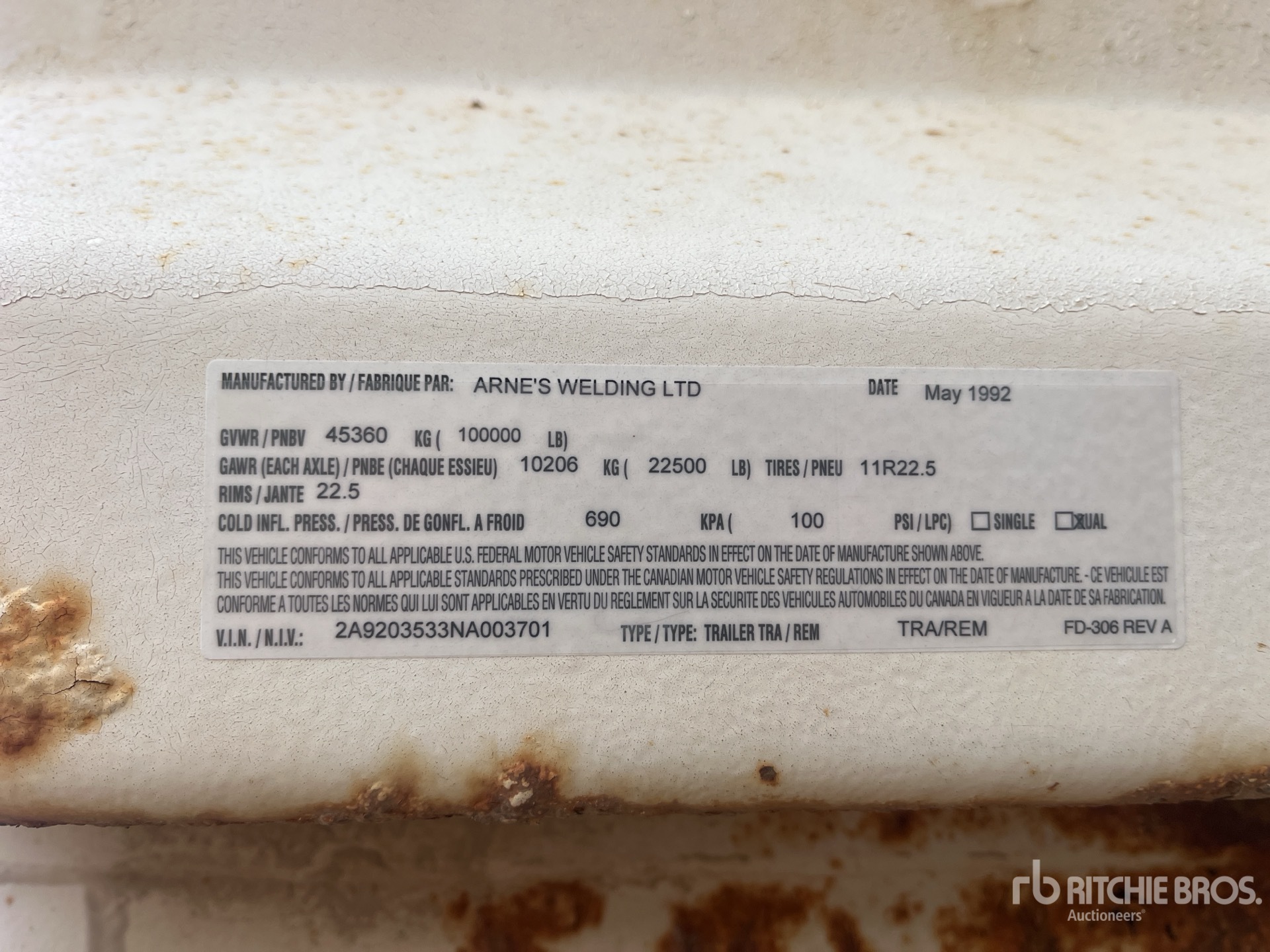 General Appearance with Serial Number / VIN