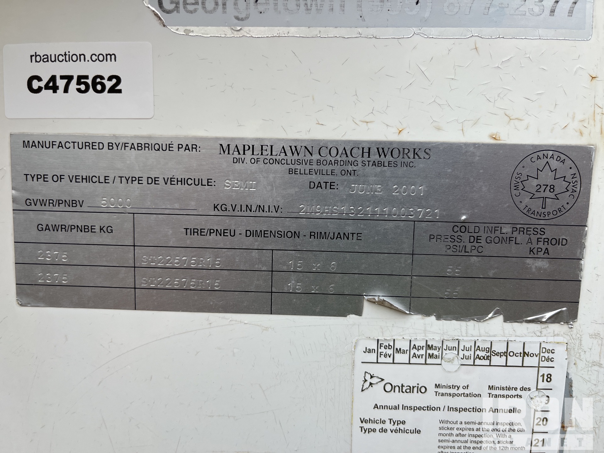 General Appearance with Serial Number / VIN
