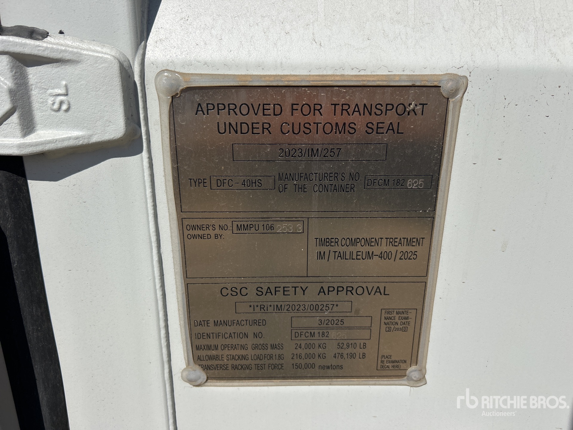 General Appearance with Serial Number / VIN