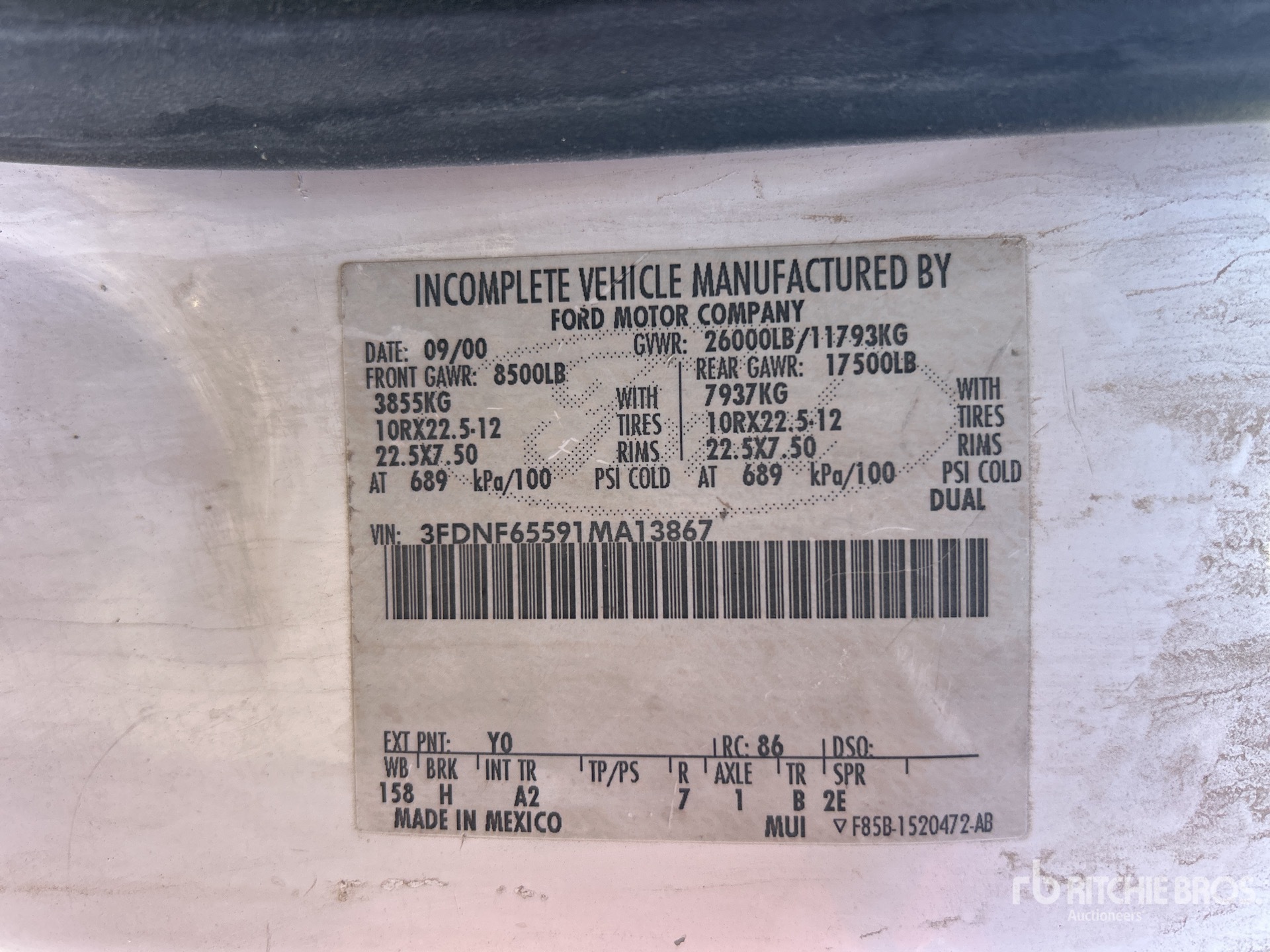 General Appearance with Serial Number / VIN