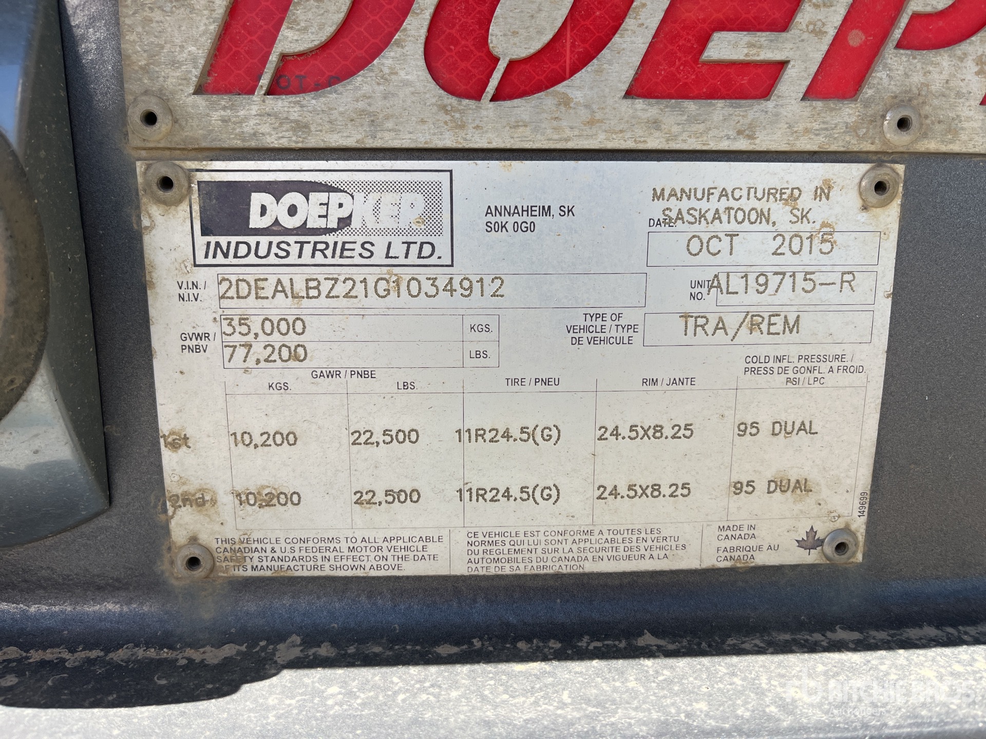 General Appearance with Serial Number / VIN