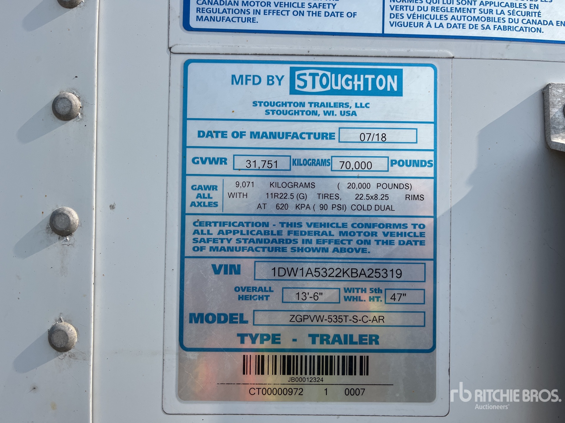 General Appearance with Serial Number / VIN