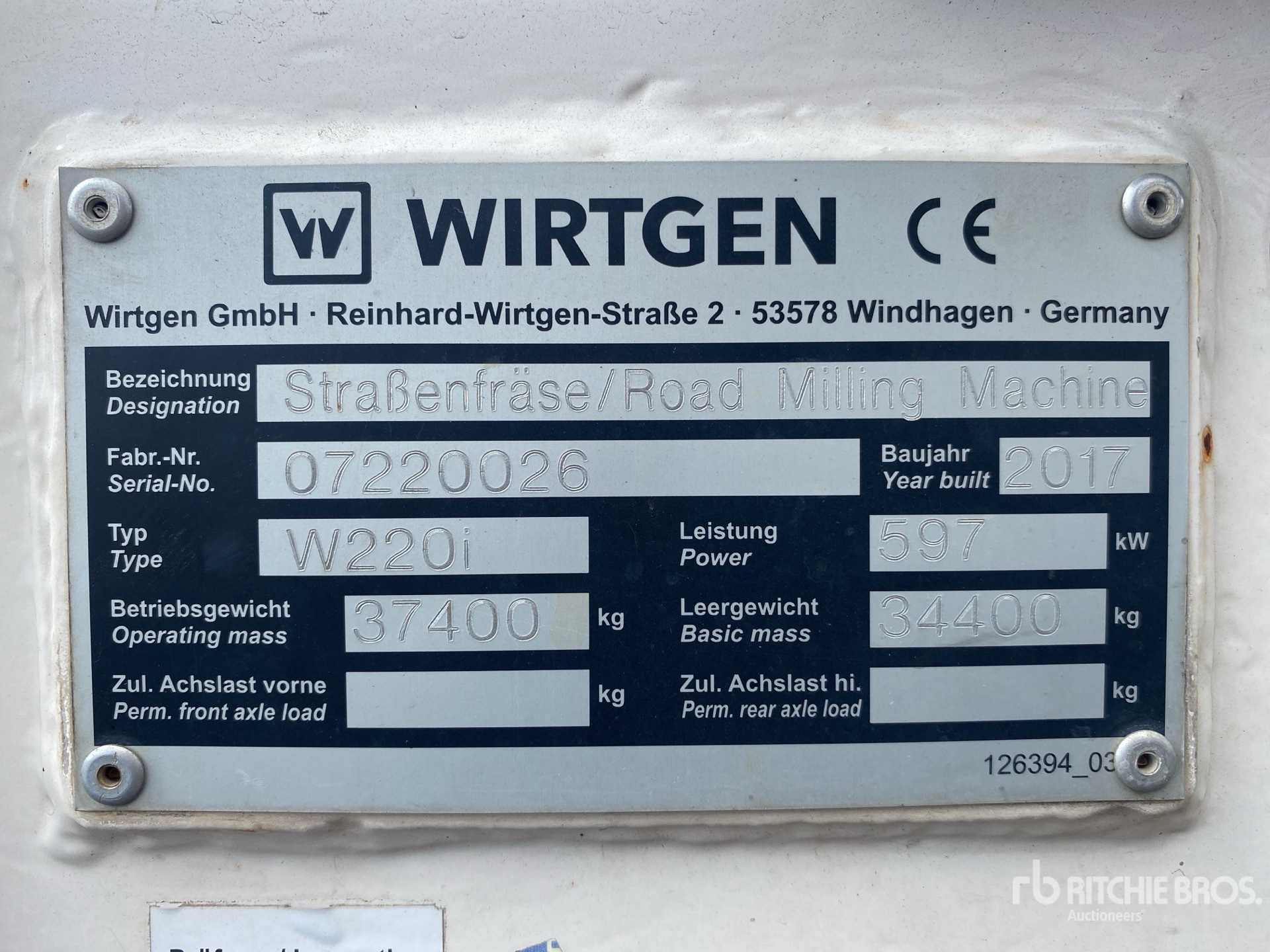 General Appearance with Serial Number / VIN