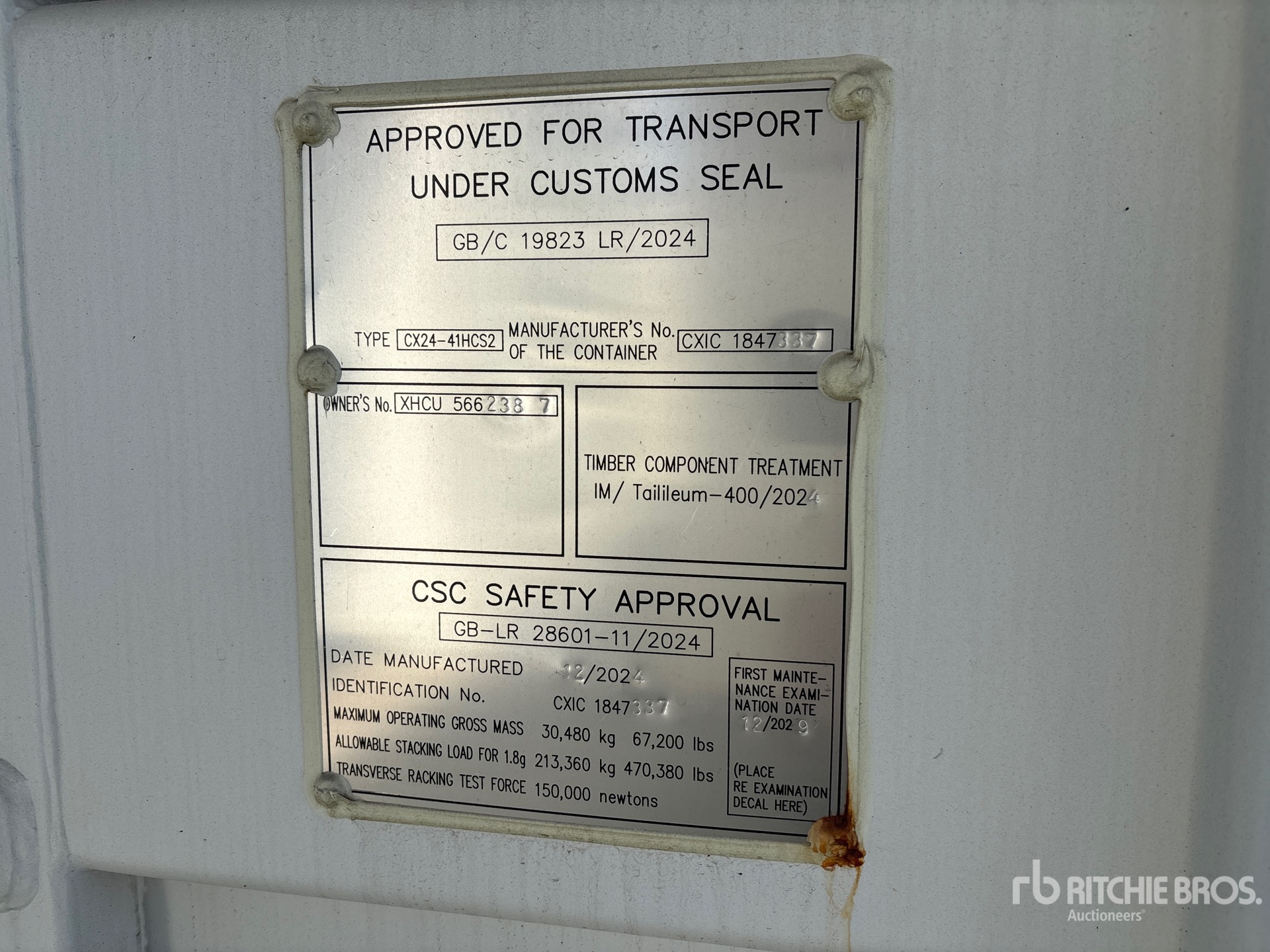 General Appearance with Serial Number / VIN
