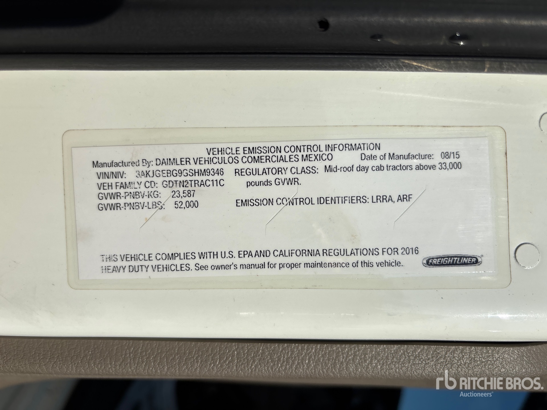 General Appearance with Serial Number / VIN