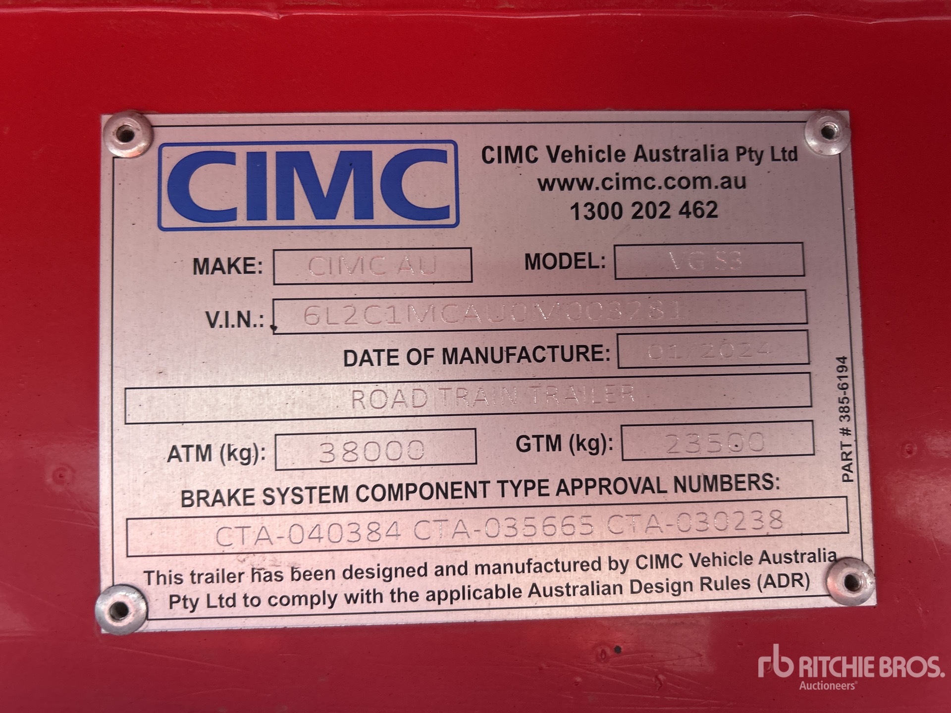 General Appearance with Serial Number / VIN