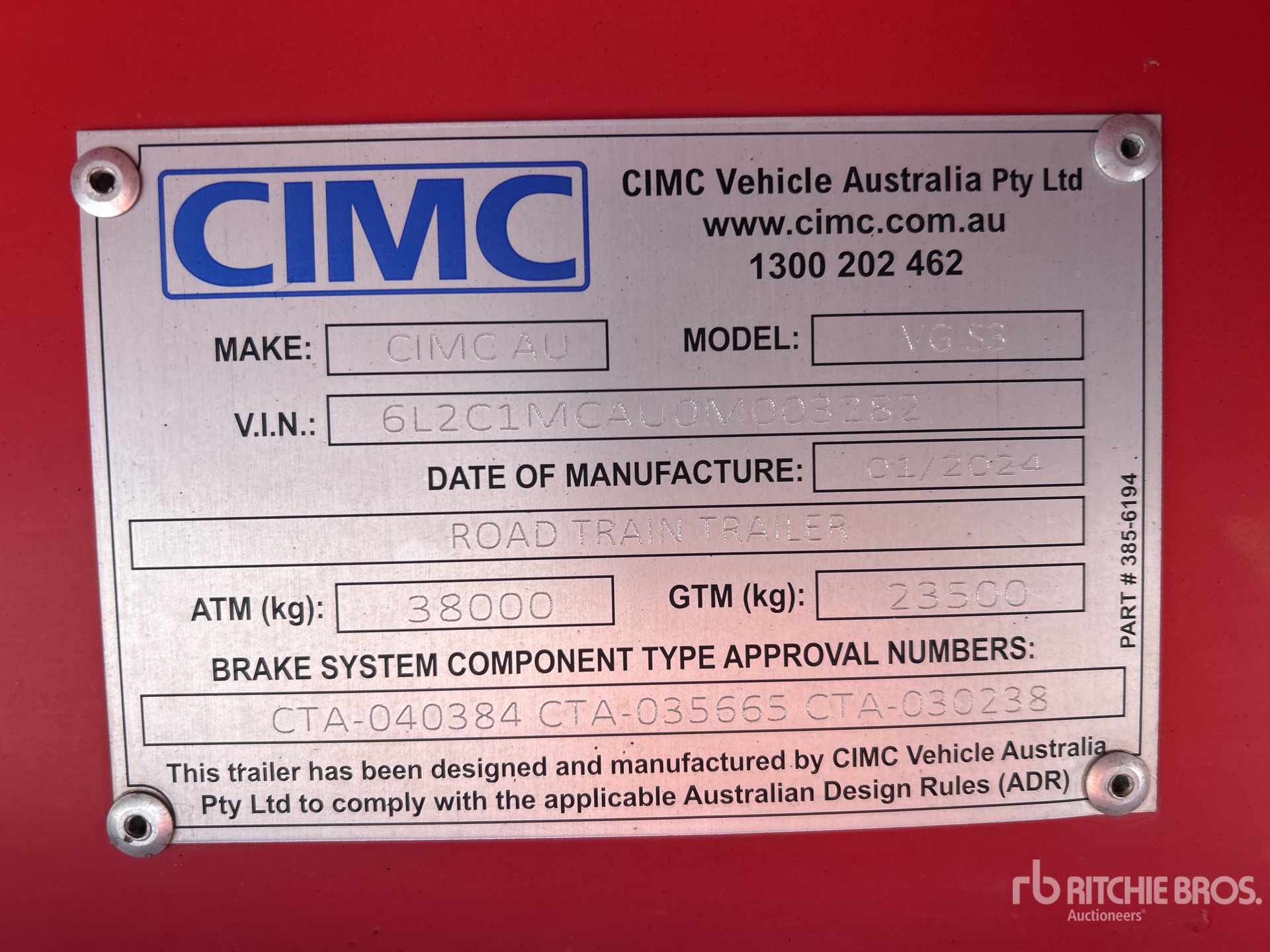 General Appearance with Serial Number / VIN
