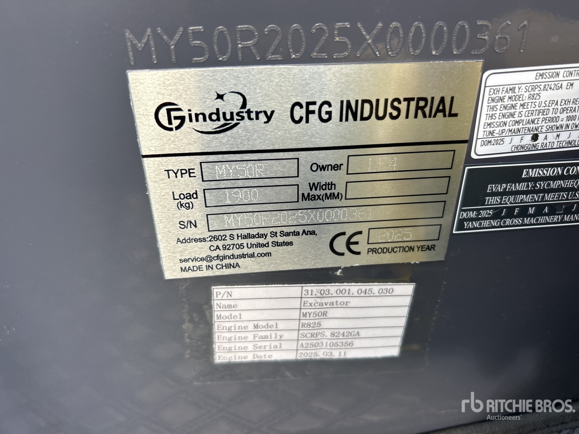 General Appearance with Serial Number / VIN