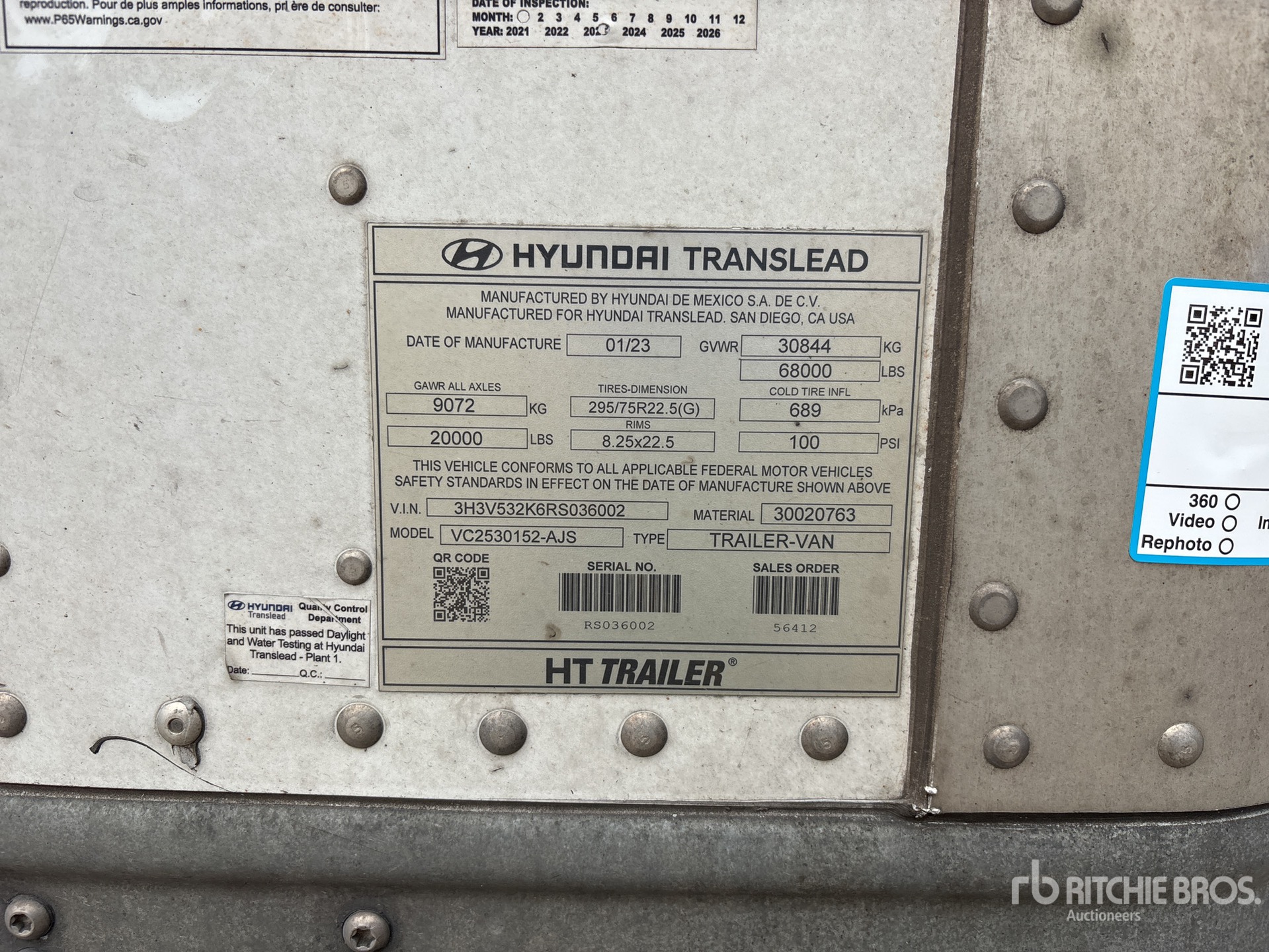 General Appearance with Serial Number / VIN