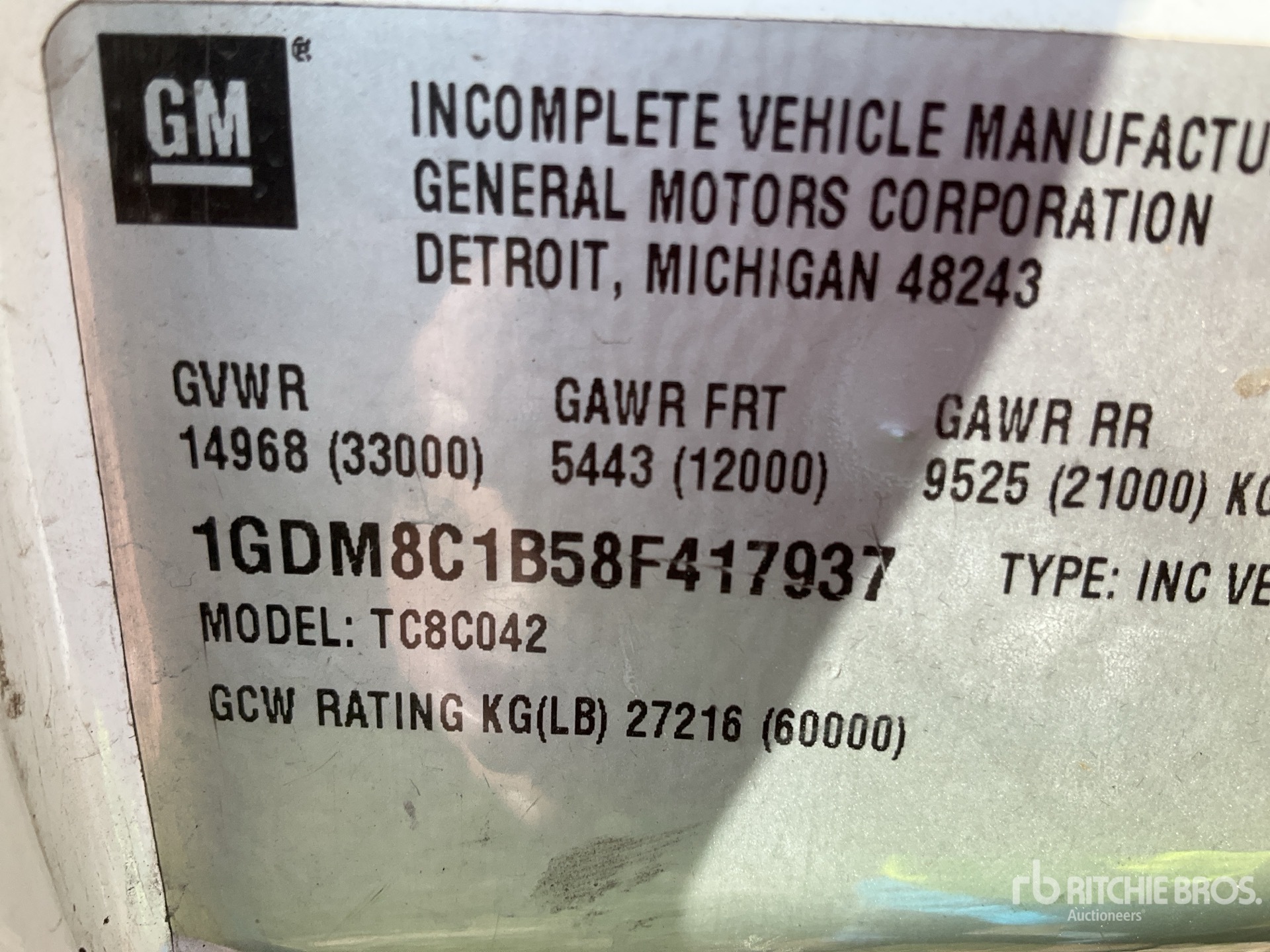 General Appearance with Serial Number / VIN