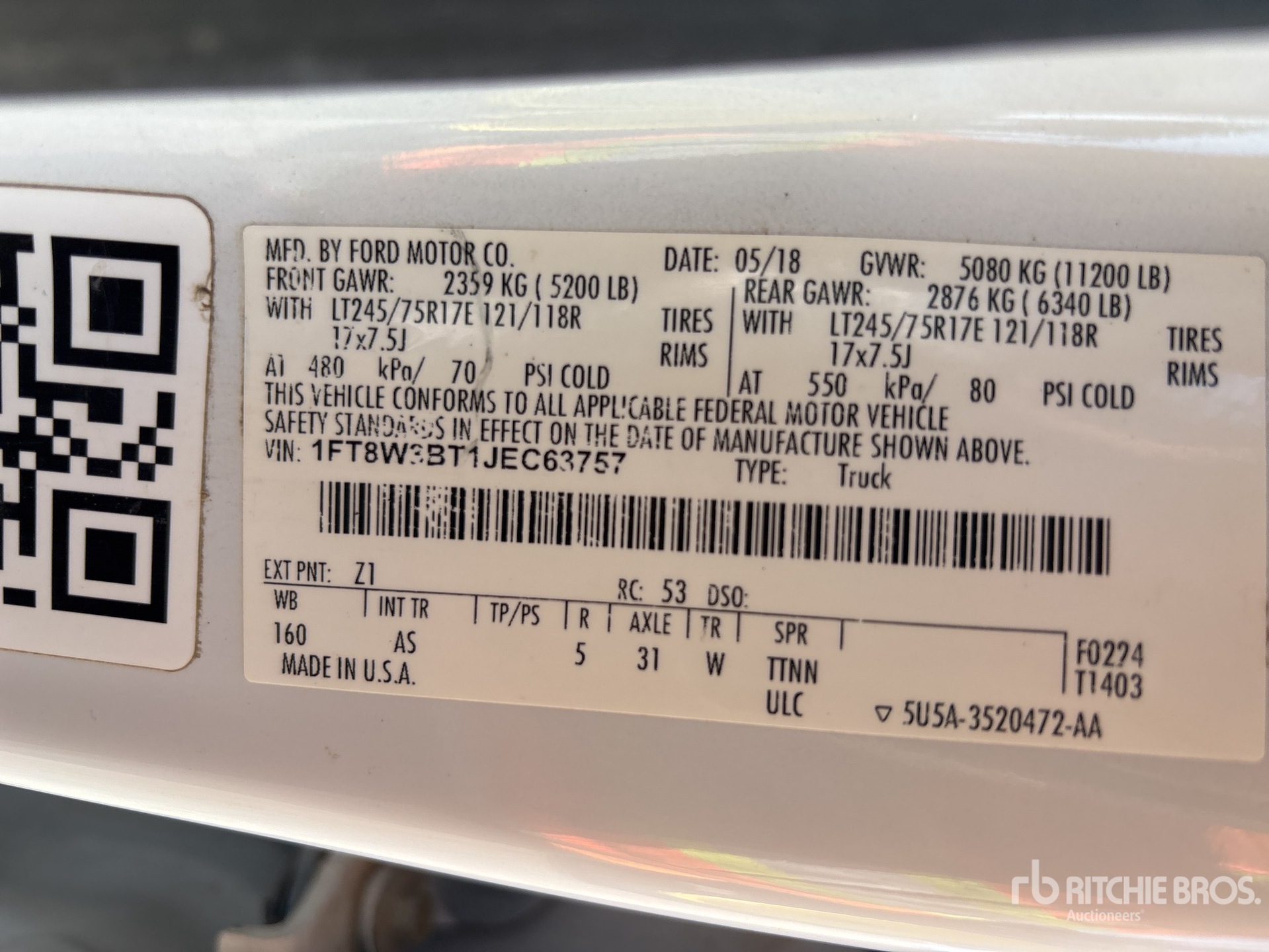 General Appearance with Serial Number / VIN