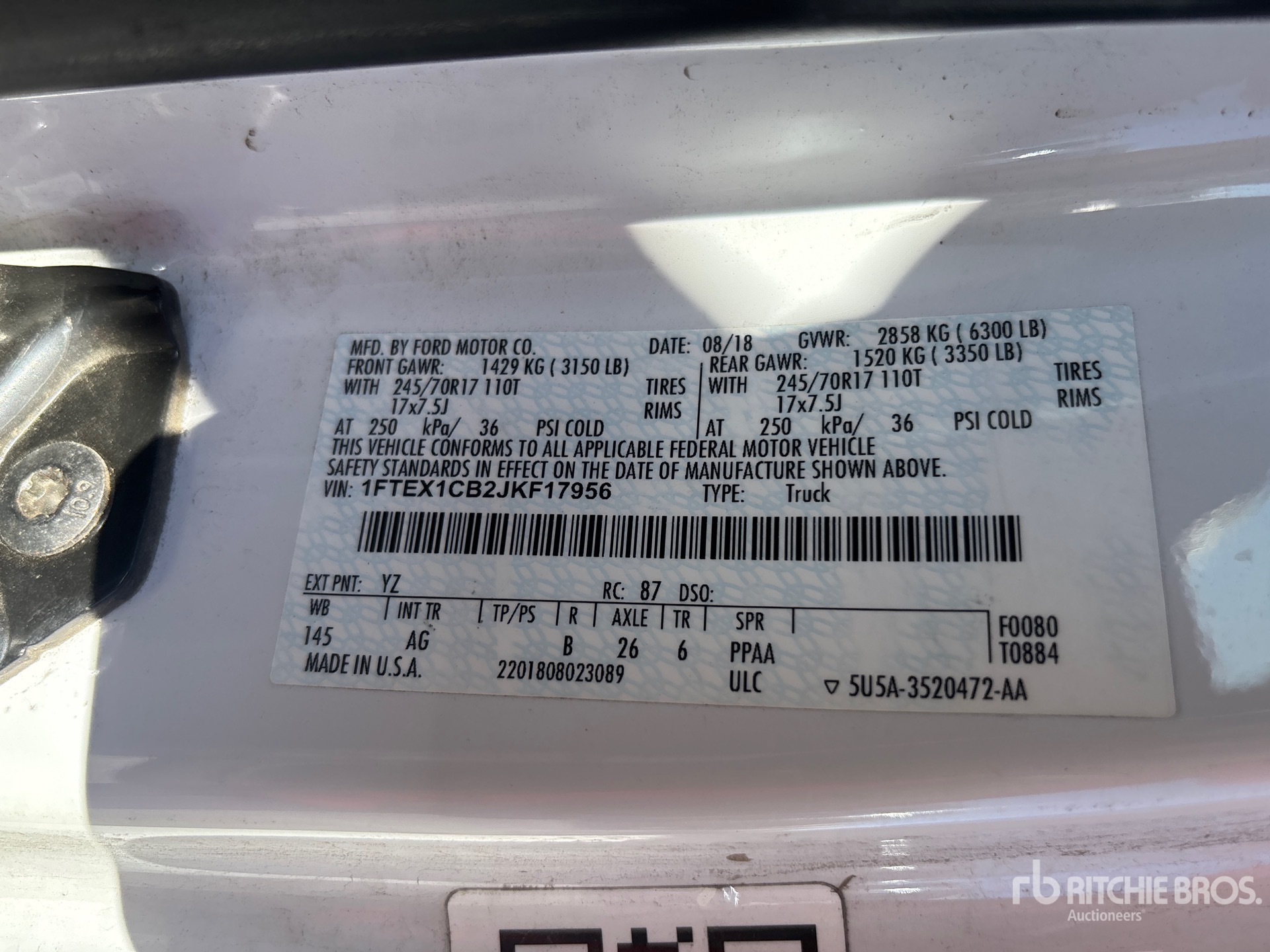 General Appearance with Serial Number / VIN