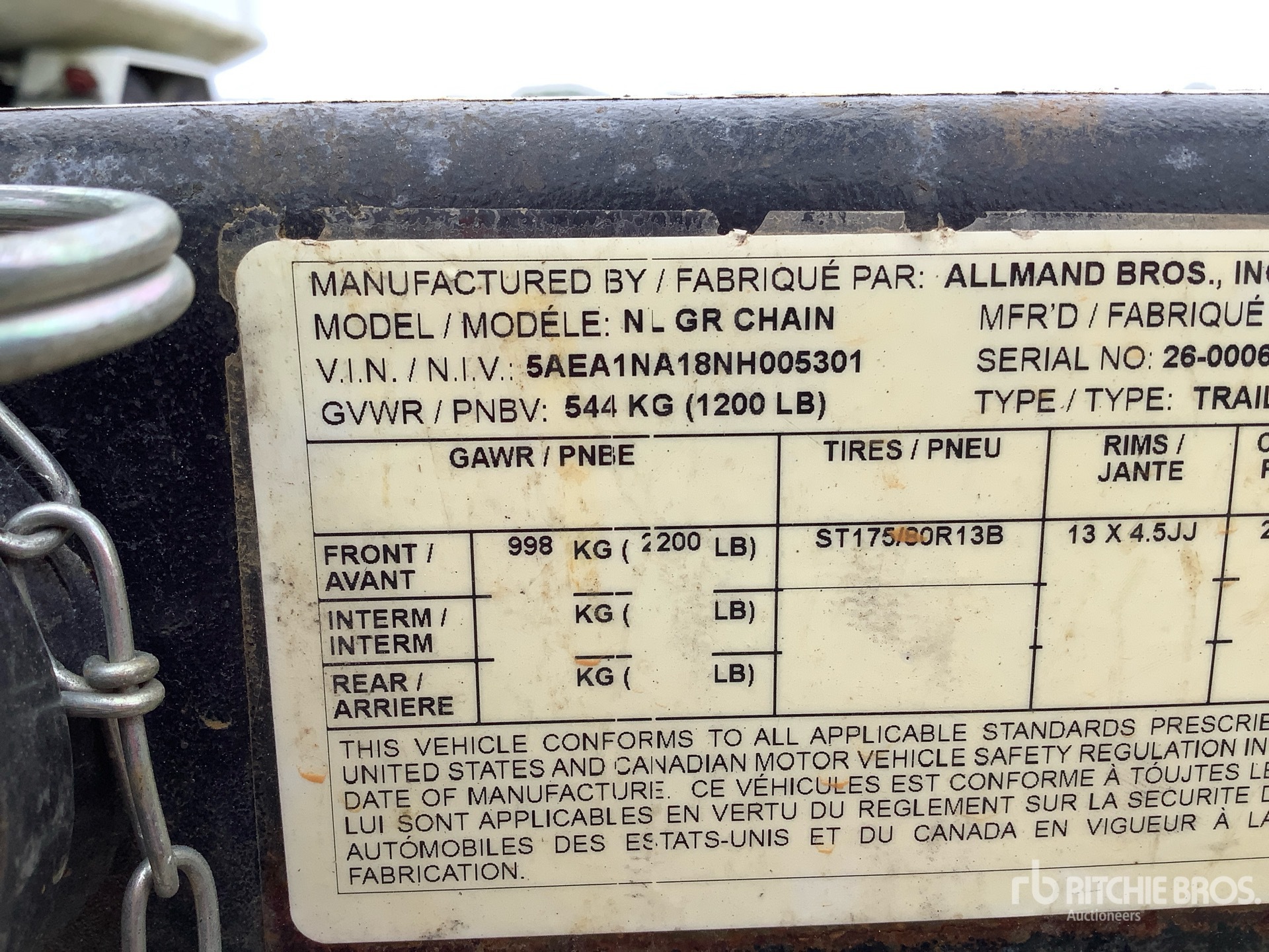 General Appearance with Serial Number / VIN