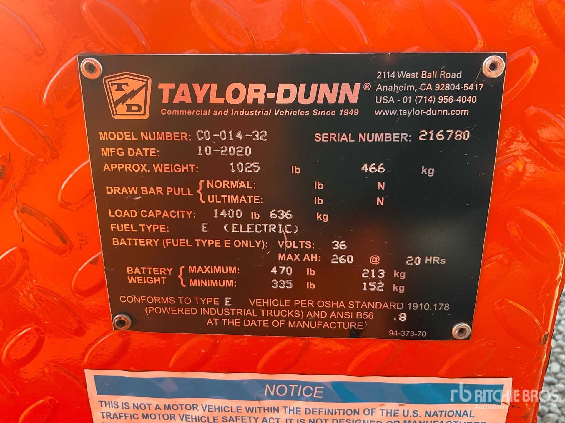General Appearance with Serial Number / VIN