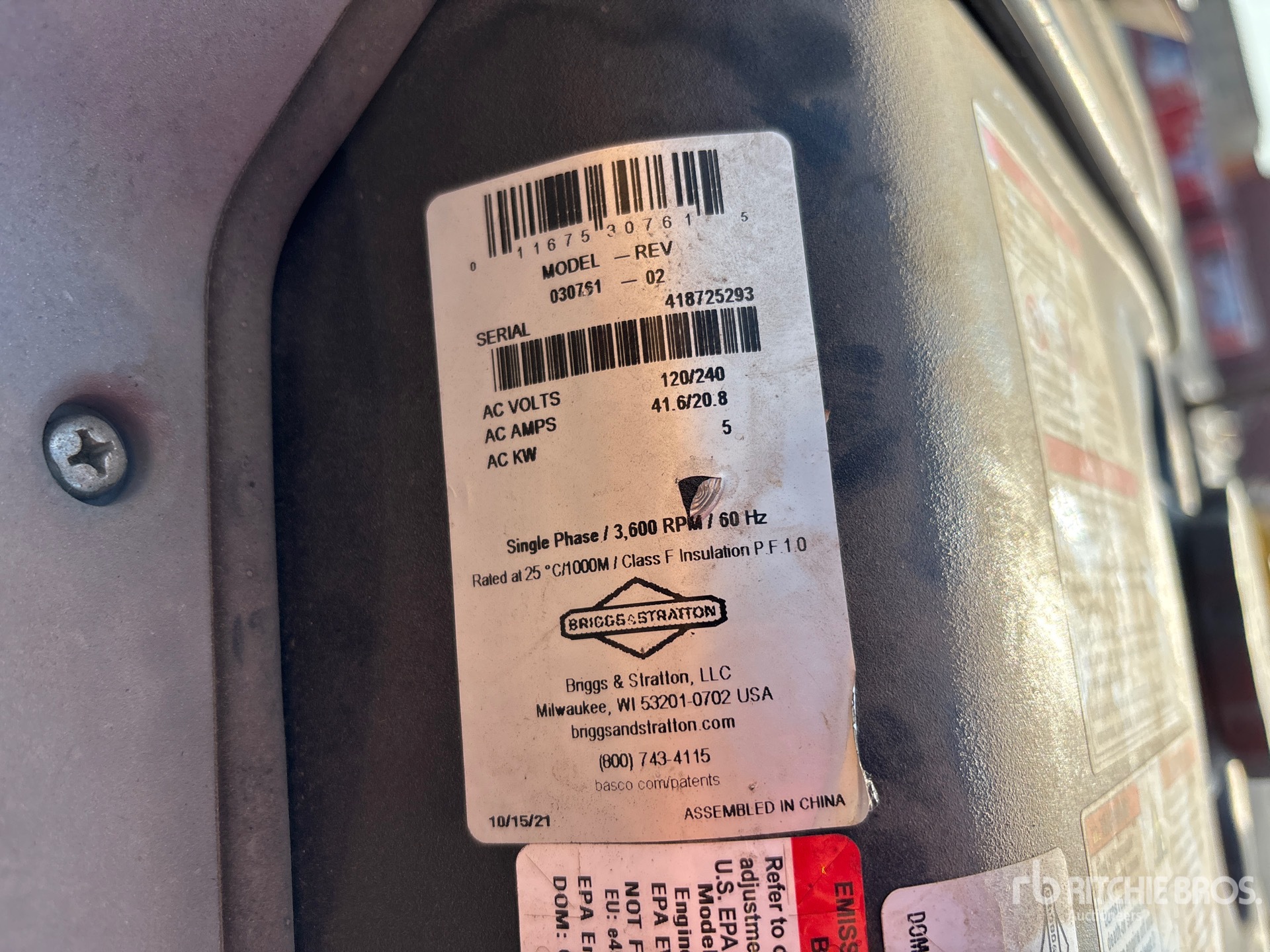 General Appearance with Serial Number / VIN