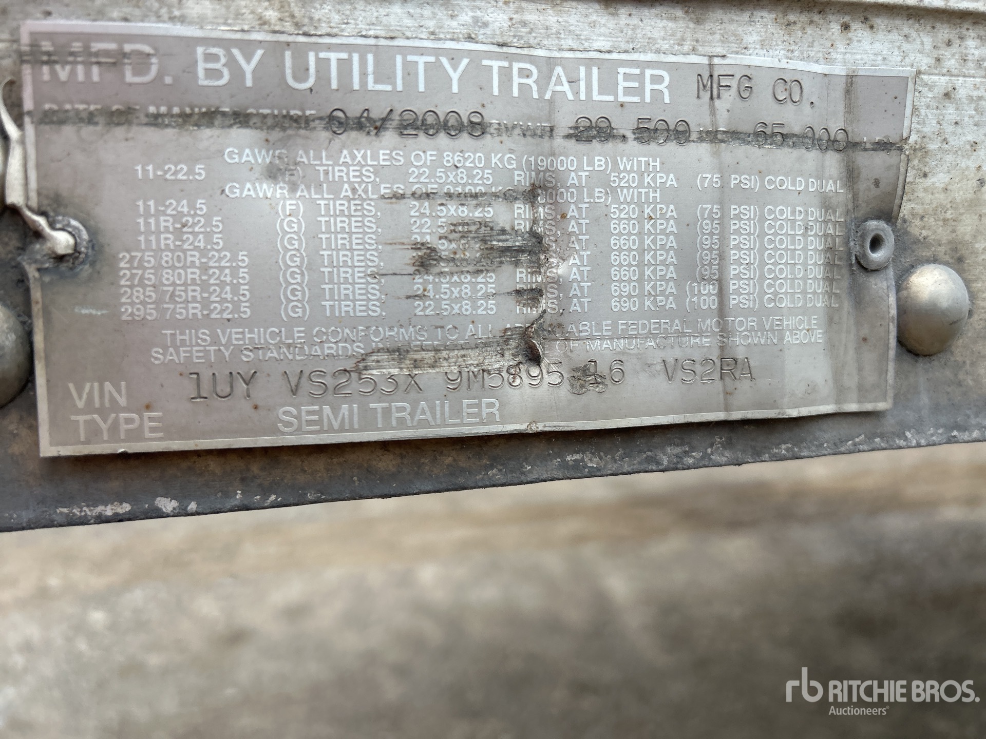 General Appearance with Serial Number / VIN