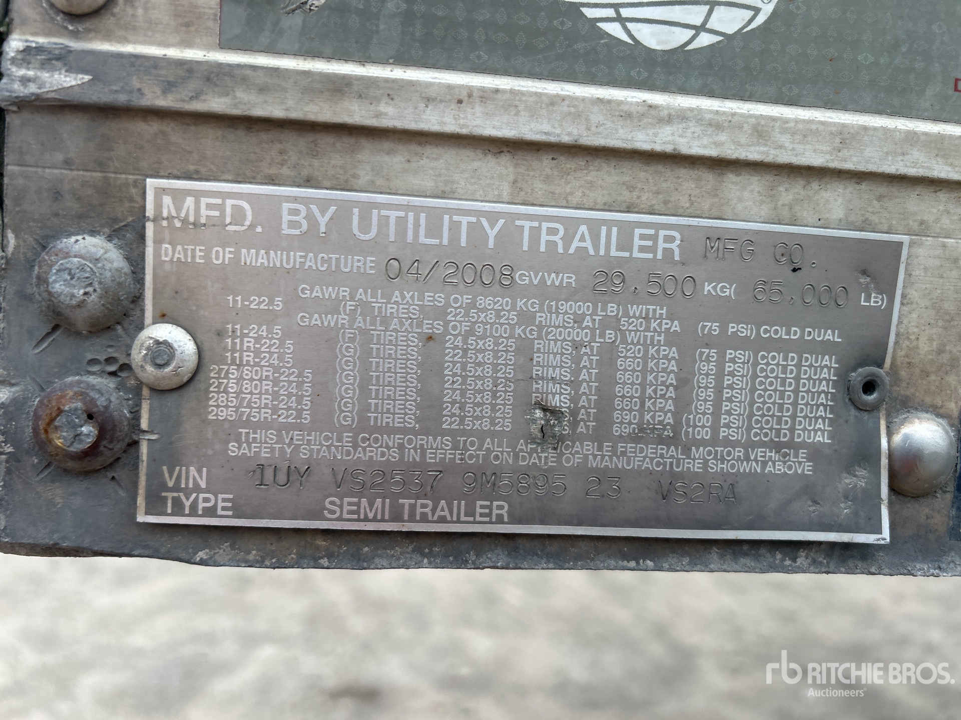 General Appearance with Serial Number / VIN