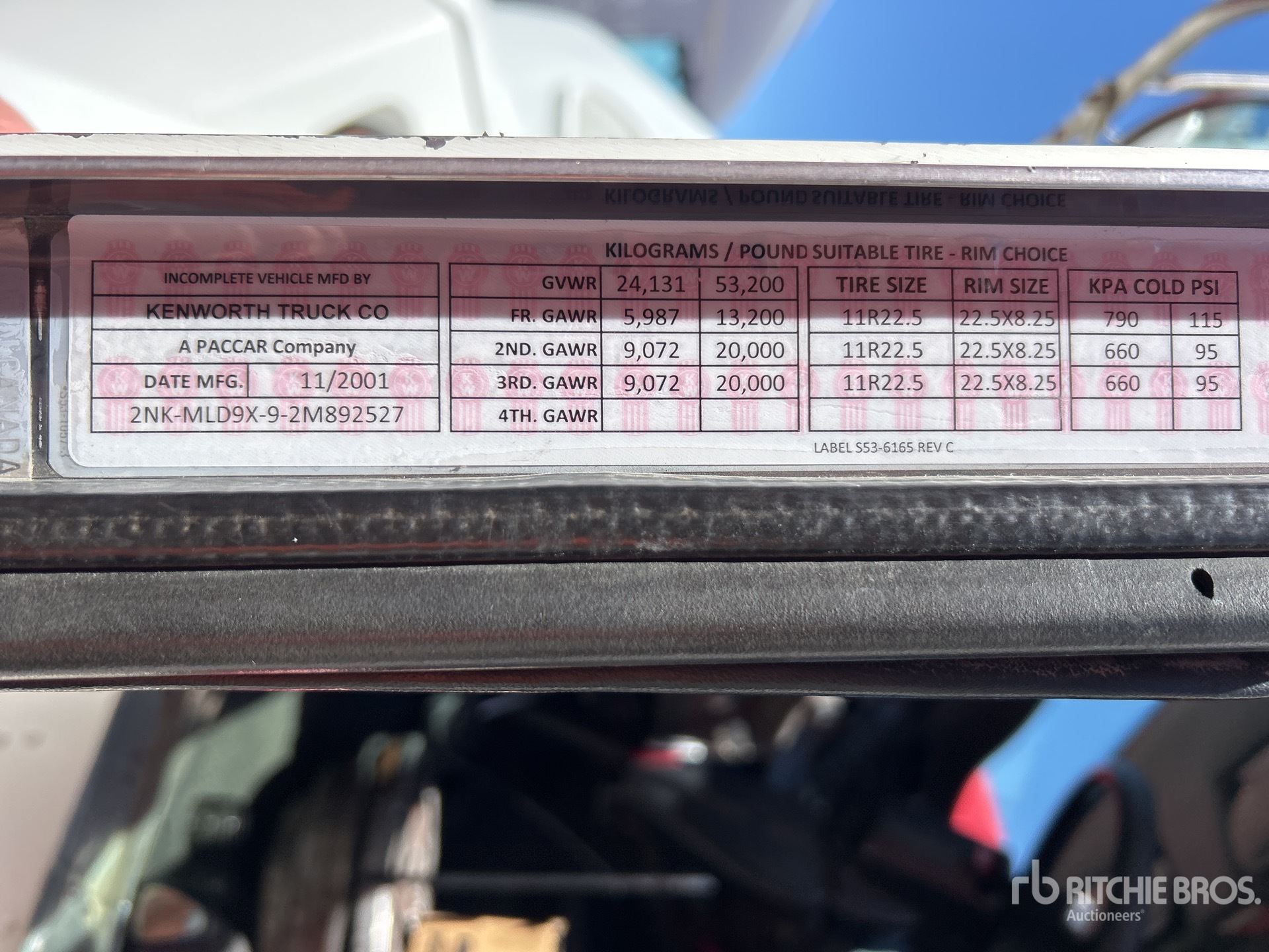 General Appearance with Serial Number / VIN